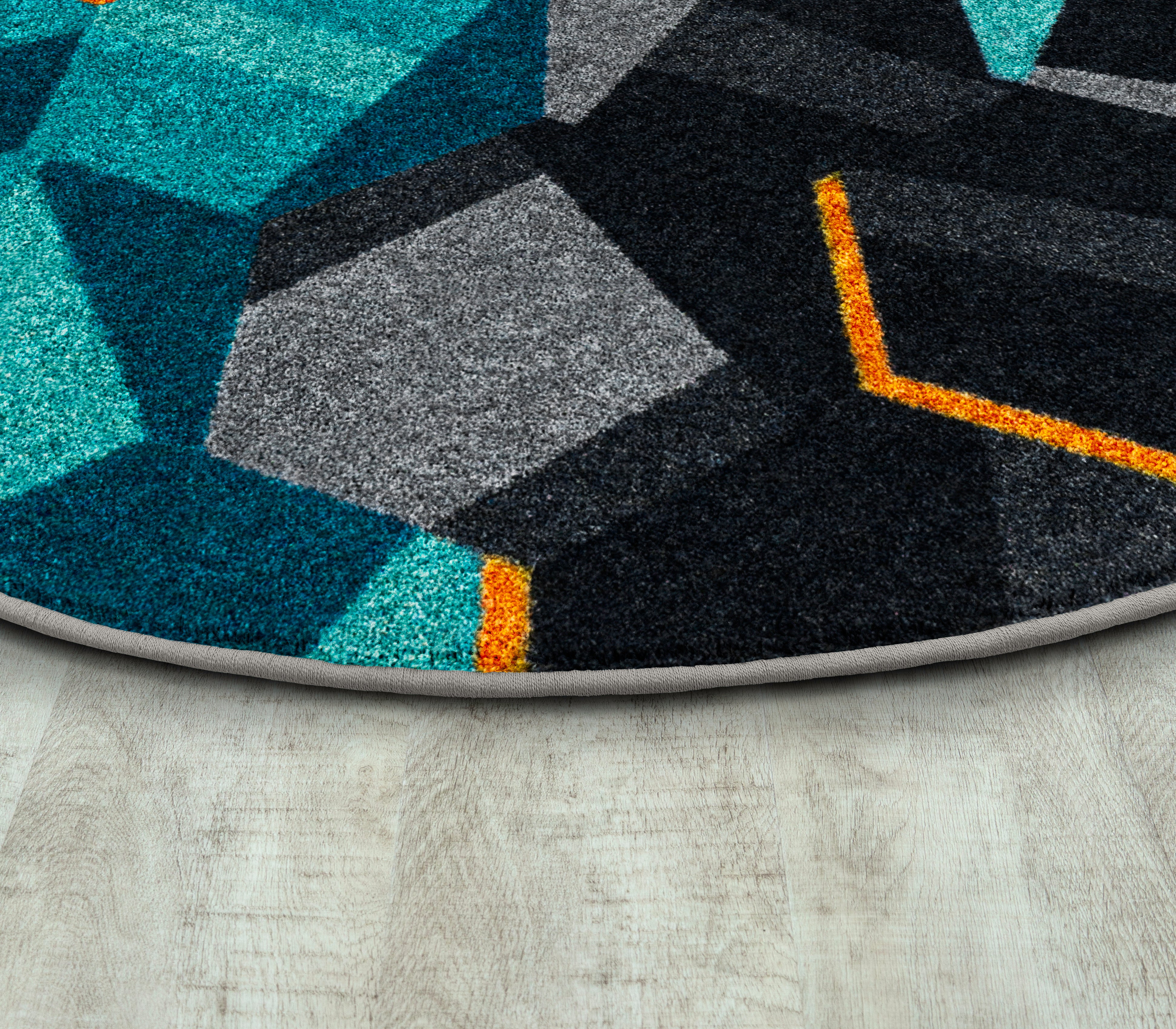 Stealth 7'7" Round area rug in color Teal