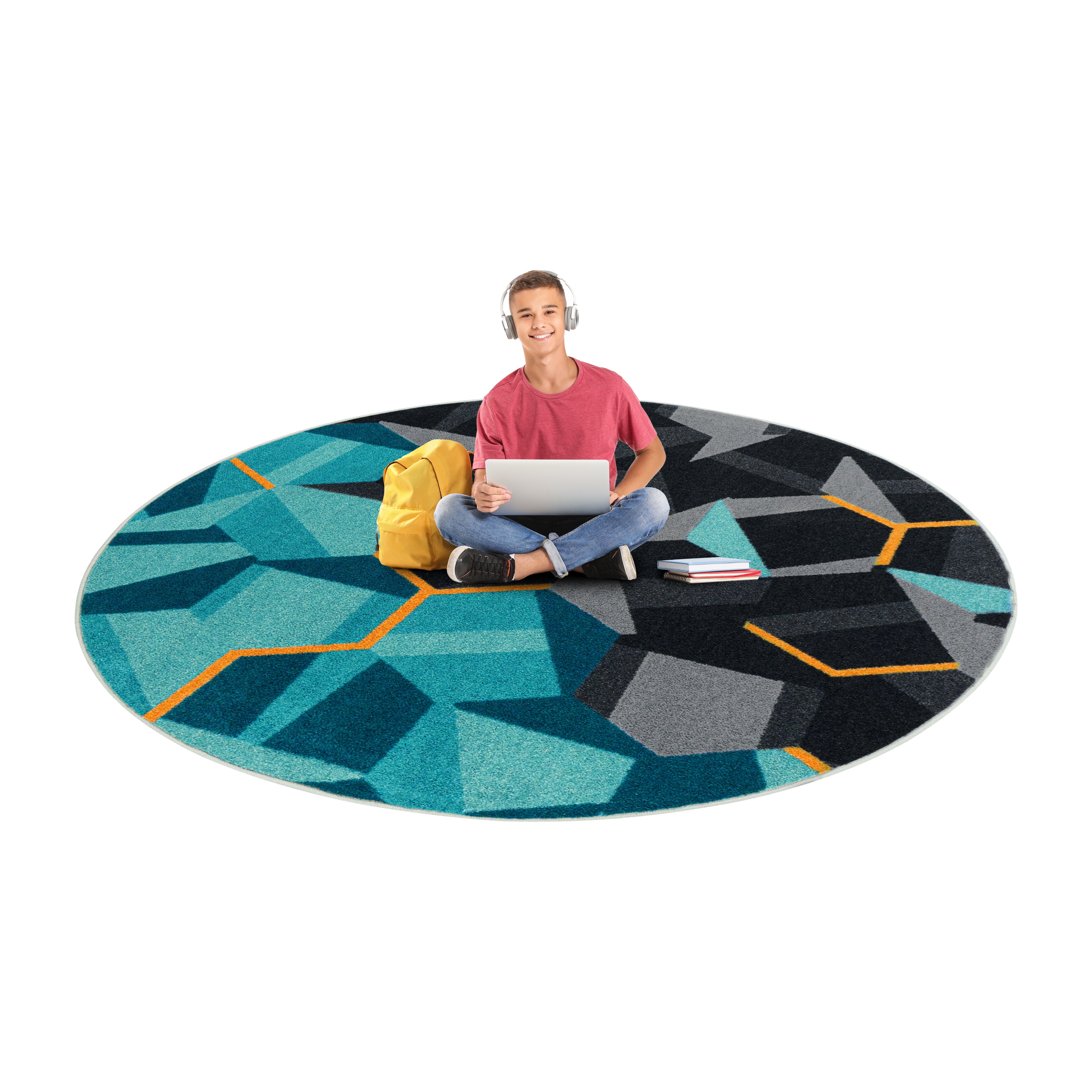 Stealth 7'7" Round area rug in color Teal