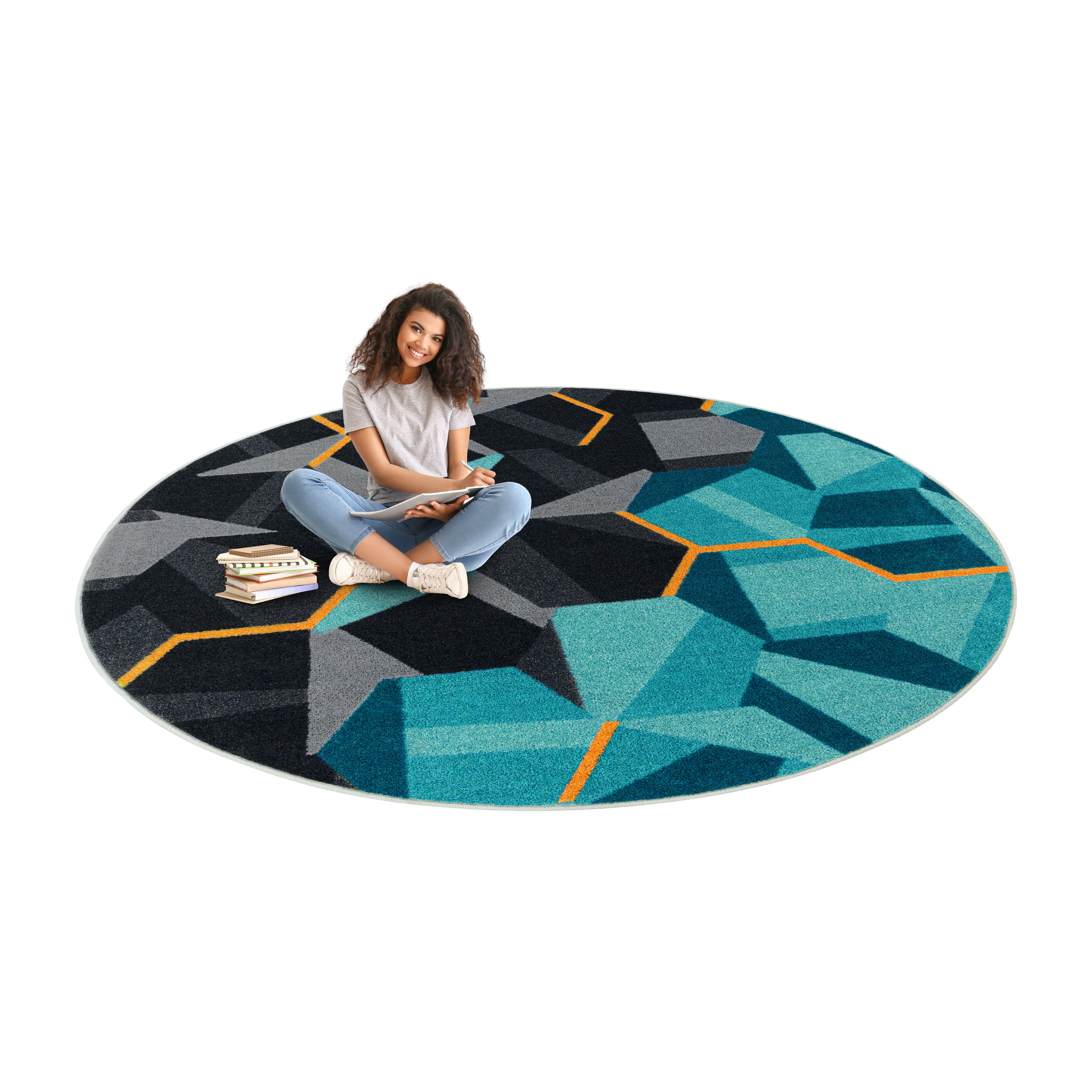 Stealth 5'4" Round area rug in color Teal