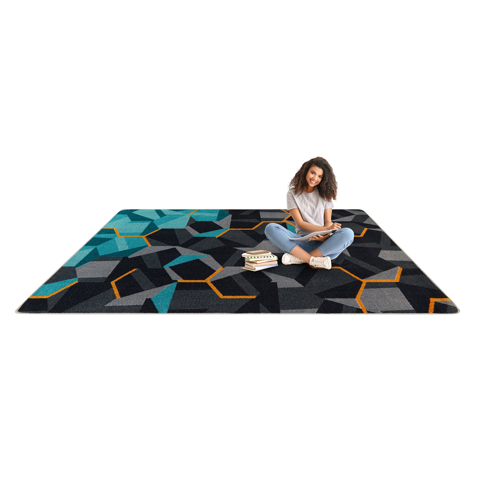 Stealth 5'4" x 7'8" area rug in color Teal