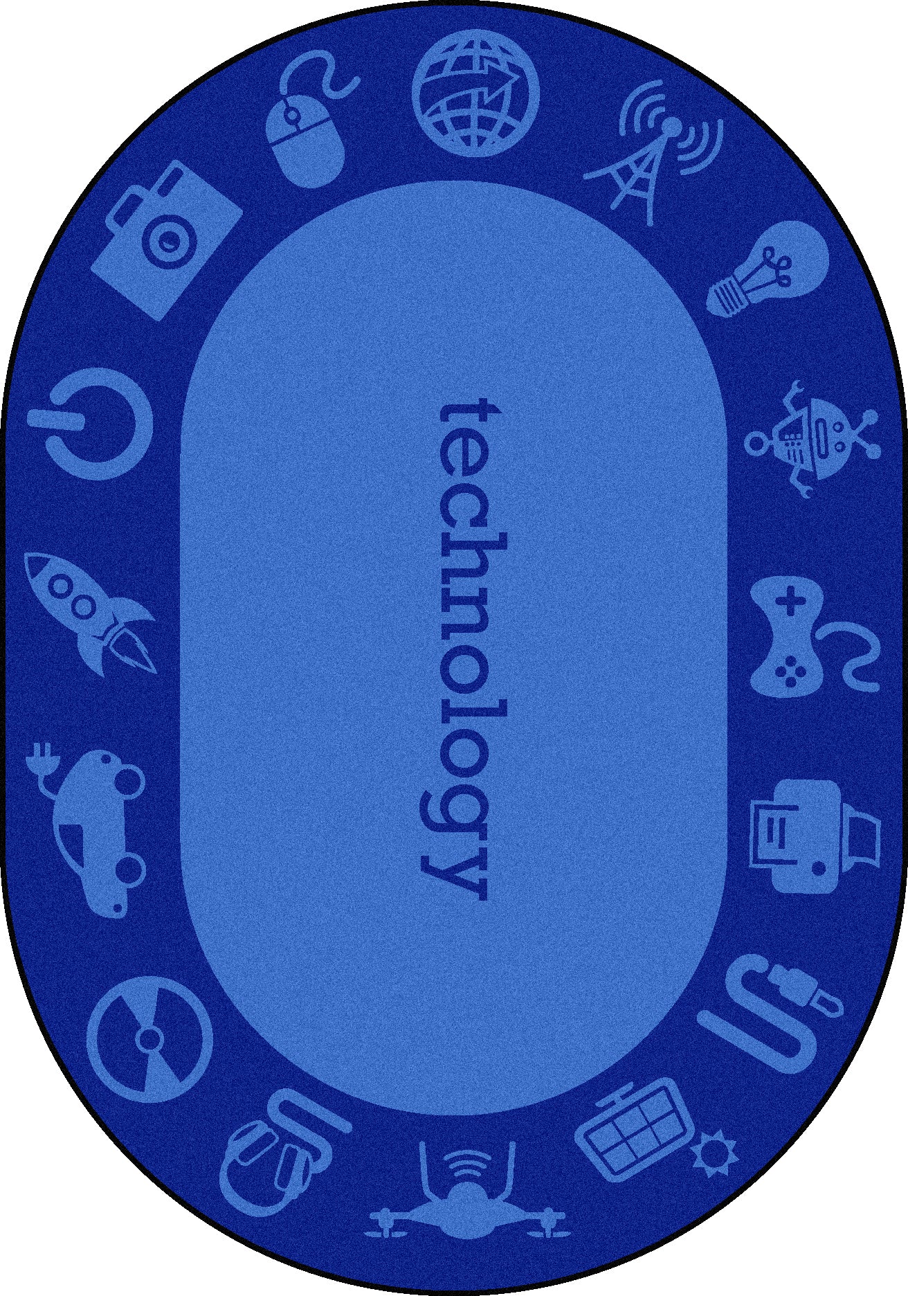 STEAM 5'4" x 7'8" Oval area rug in color Technology