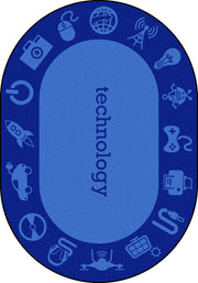STEAM 5'4" x 7'8" Oval area rug in color Technology