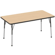 30" x 60" Rectangle Thermofused Activity Table with Adjustable Standard Ball Glide Legs - Maple/Black