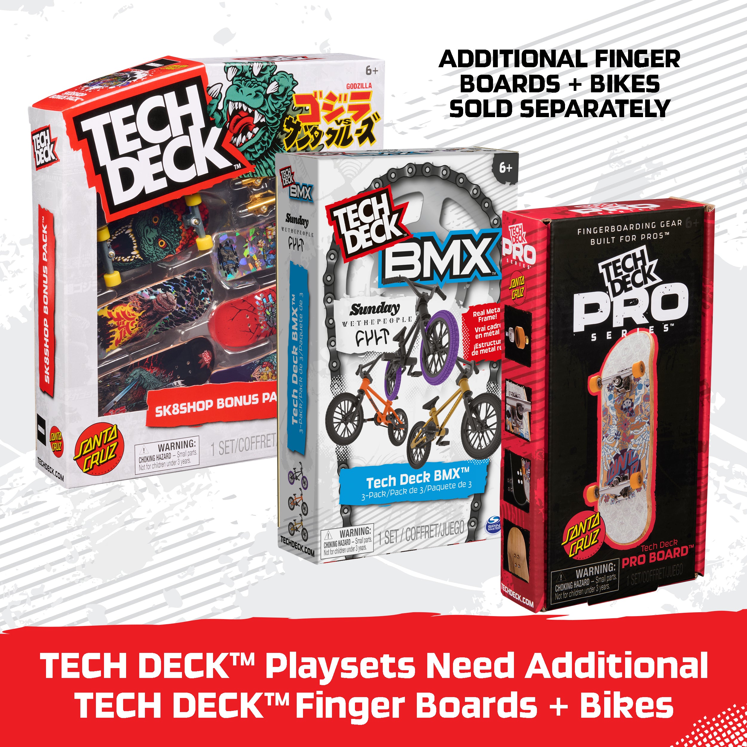 Tech Deck, Pro Series Daily Grind Pack 2.0 with Picnic Table and Bike Rack; Kids Toys for Boys Ages 6 and up Mini Fingerboard Sold Separately