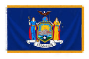 New York State Flag 4x6 ft. Nylon with Pole Sleeve and Gold Fringe for Parades, and Indoor Display