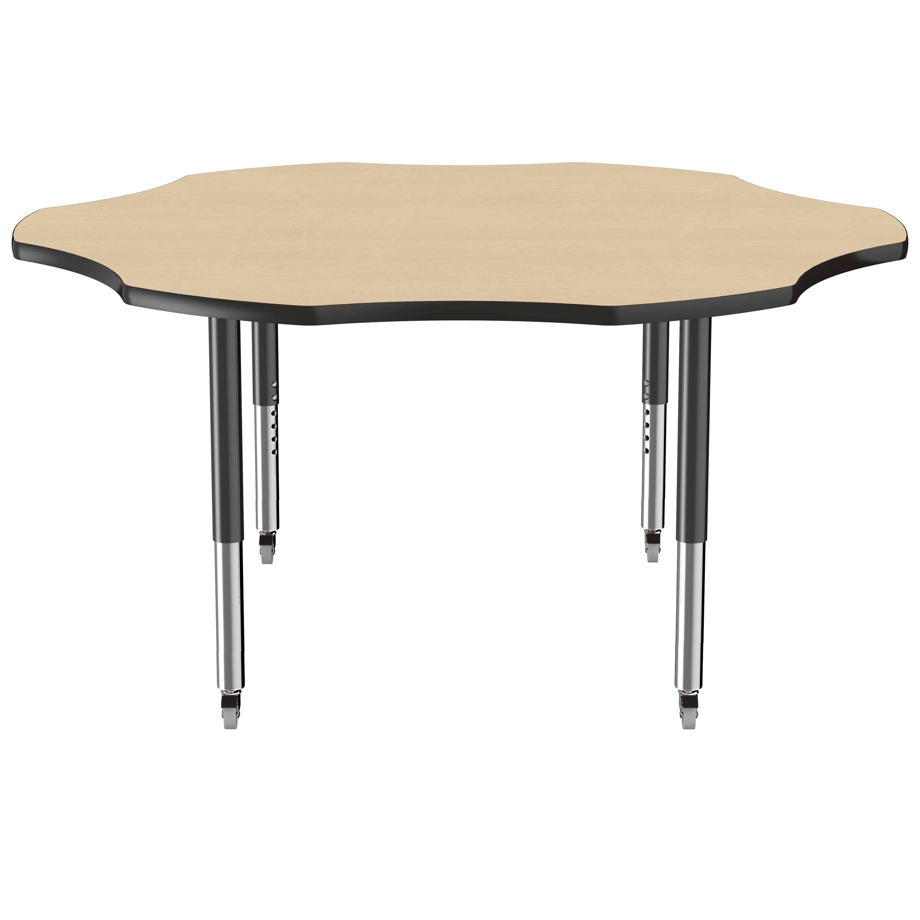 60" x 60" Flower T-Molding Activity Table with Adjustable Super Legs - Maple/Black