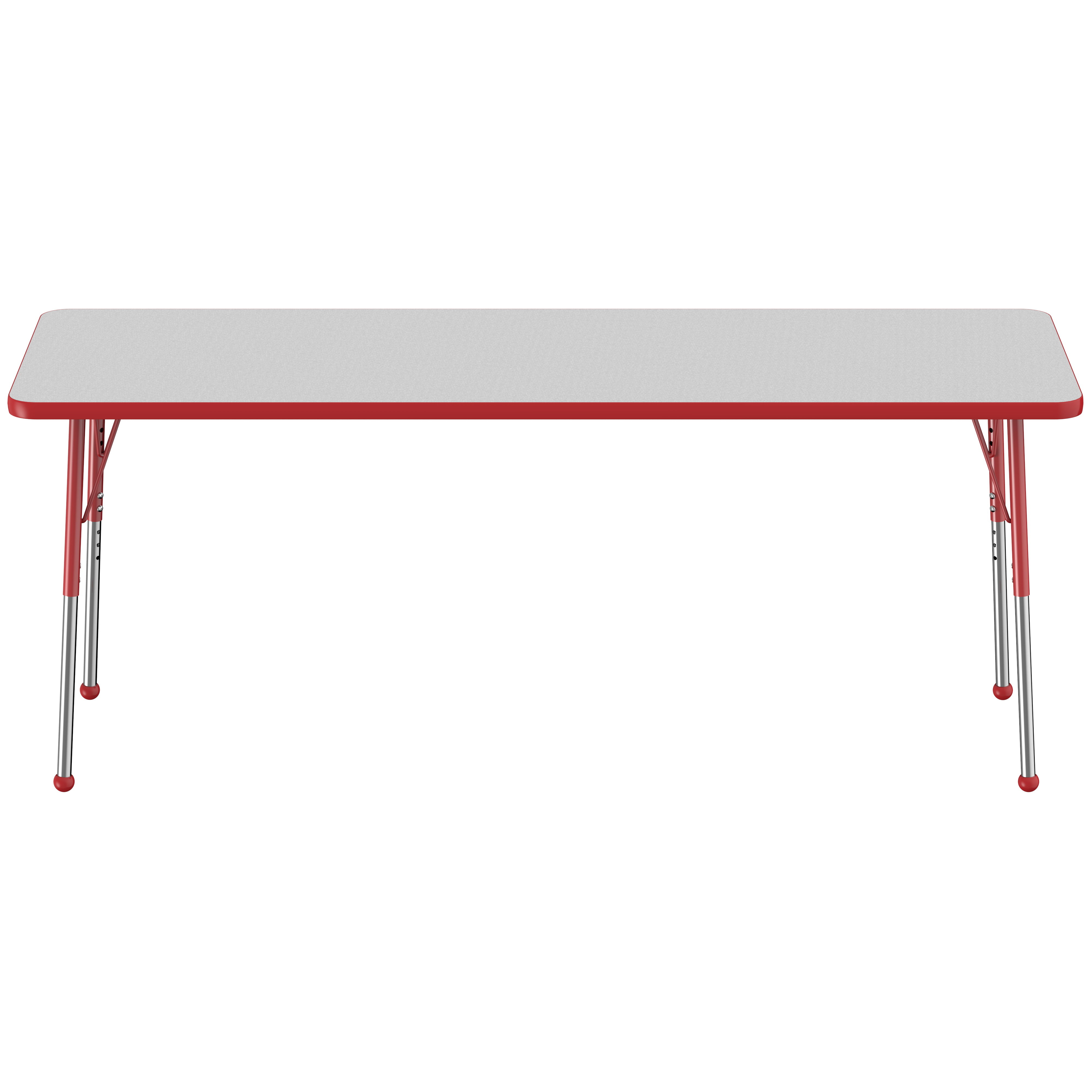 24" x 72" Rectangle T-Molding Activity Table with Adjustable Standard Ball Glide Legs - Gray/Red