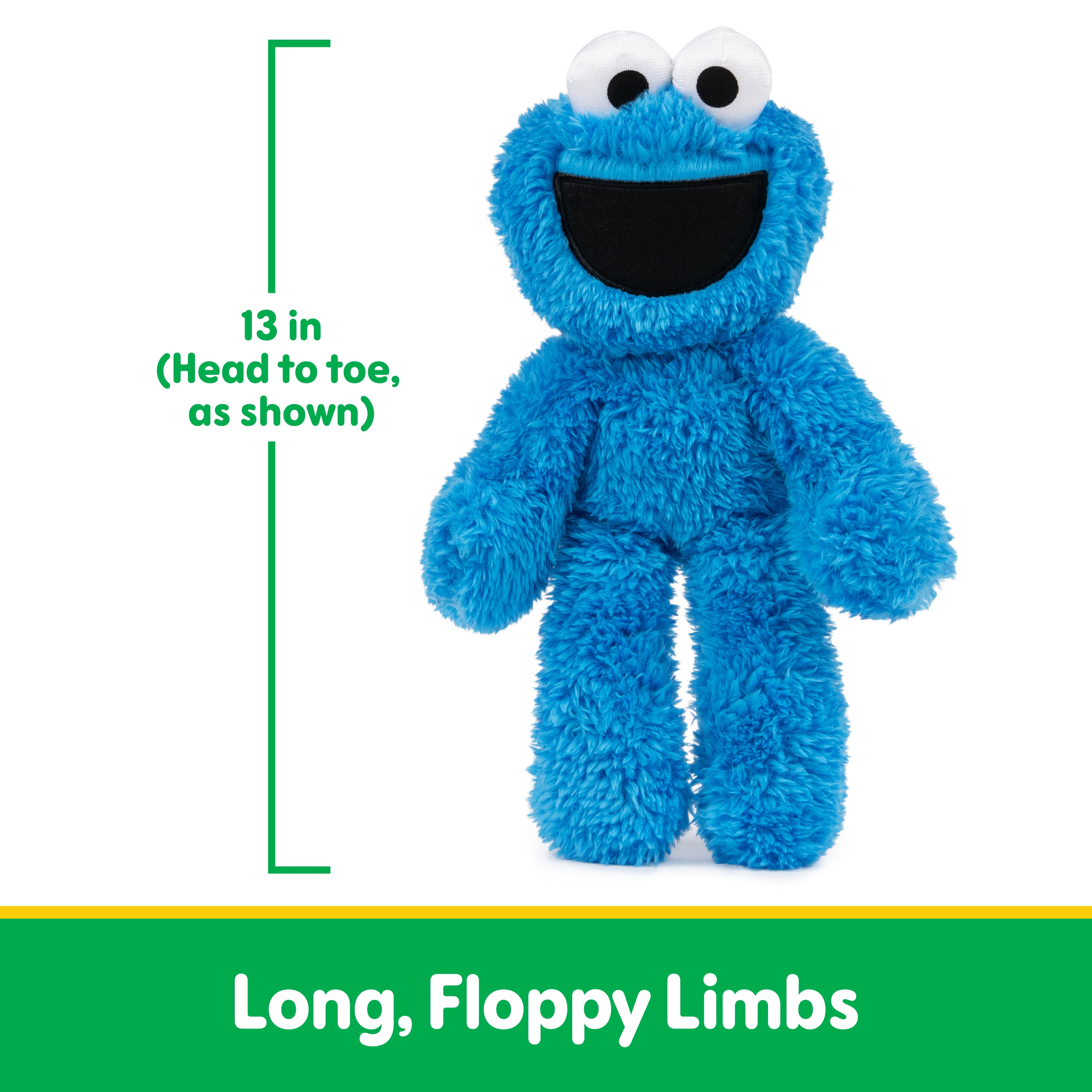 GUND Sesame Street Official Cookie Monster Take Along Buddy Plush, Premium Plush Toy for Ages 1 & Up, Blue, 13”
