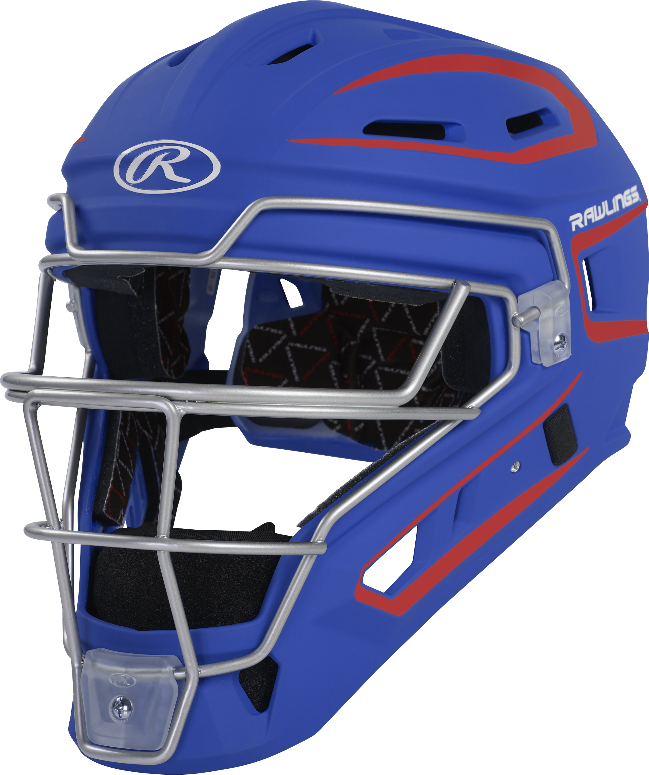 Rawlings Velo 2.0 Matte Junior Catchers Helmet - Royal/Scarlet