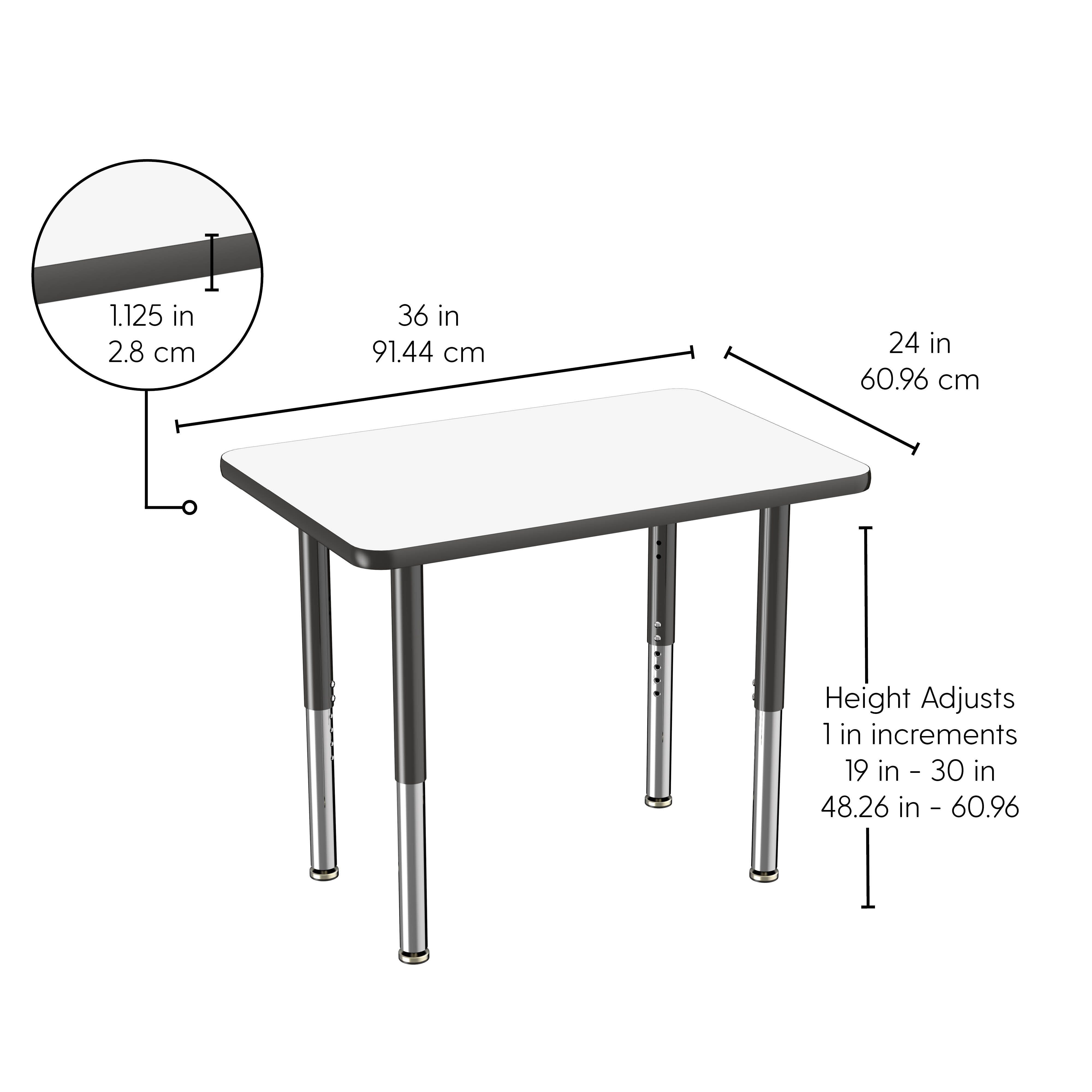 24" x 36" Rectangle Dry-Erase Activity Table with Adjustable Super Legs - Whiteboard/Black