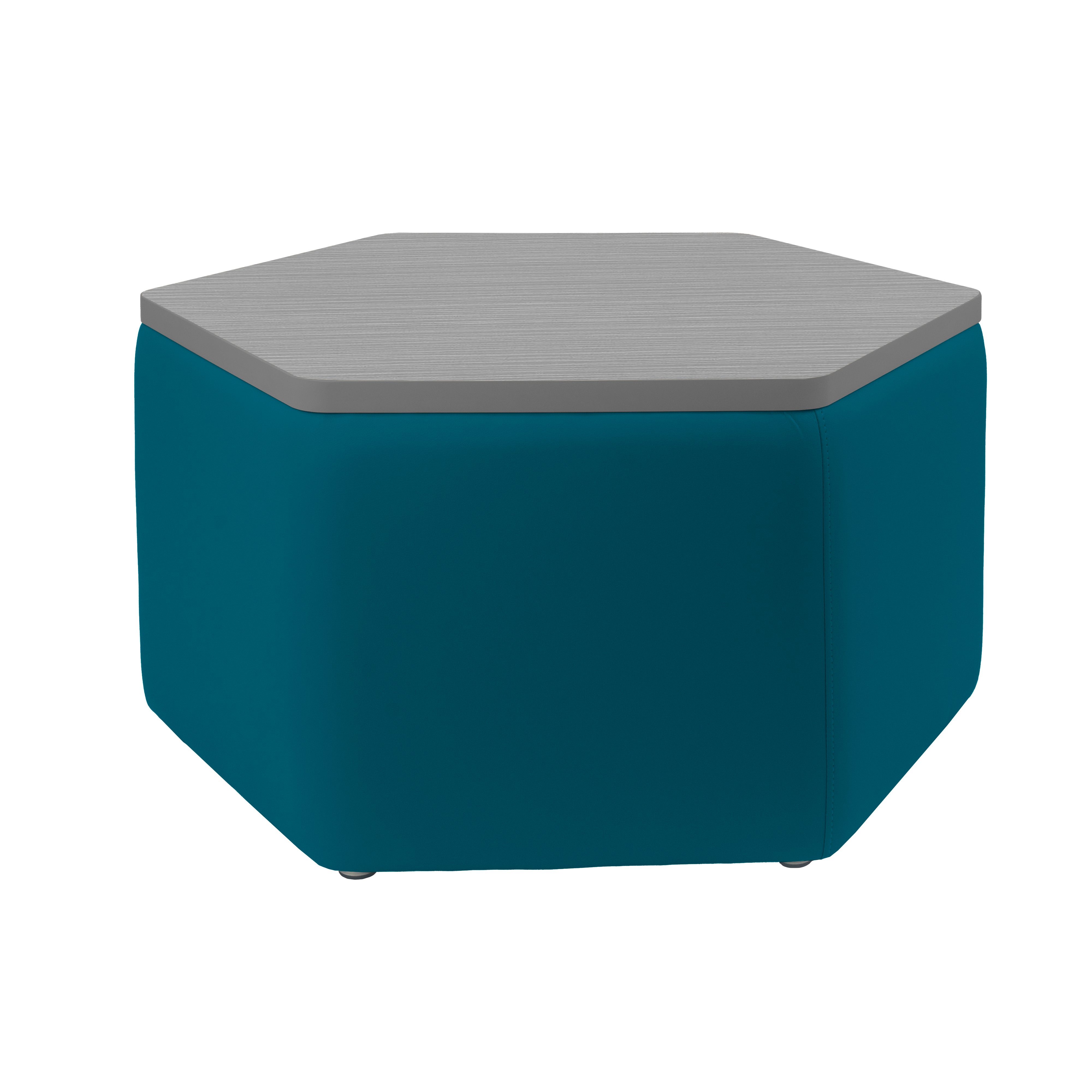 Pro Series Upholstered Hexagon Ottoman Table 18" Height - Teal/Cosmic Strandz