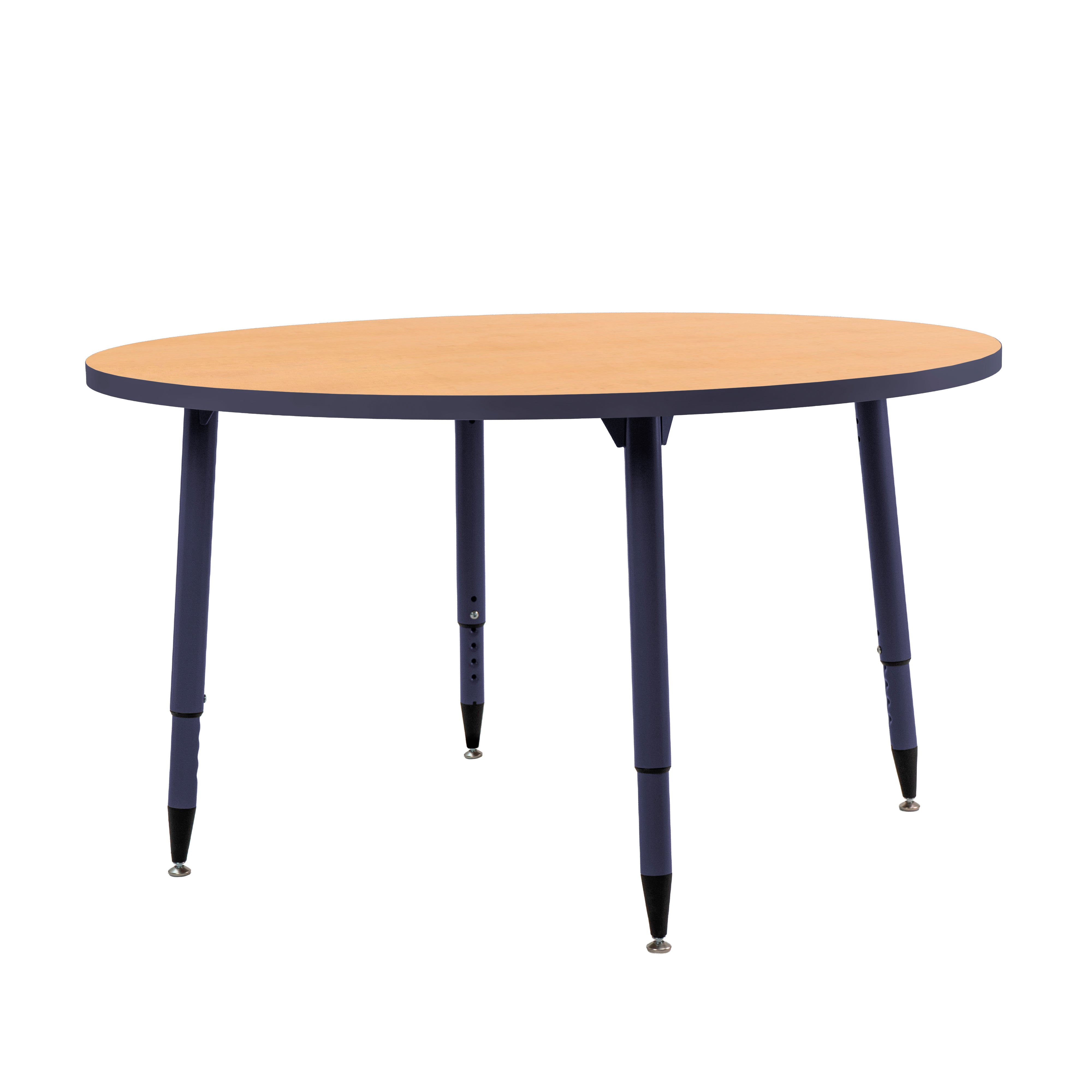 Adapte 48" Round Thermofused Activity Table with Adjustable Tapered Legs - Maple/Navy