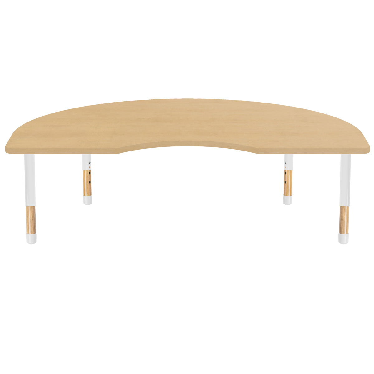 48" x 72" Kidney Thermofused Activity Table with Adjustable Chunky Wood Legs - Maple Grain/White/Natural