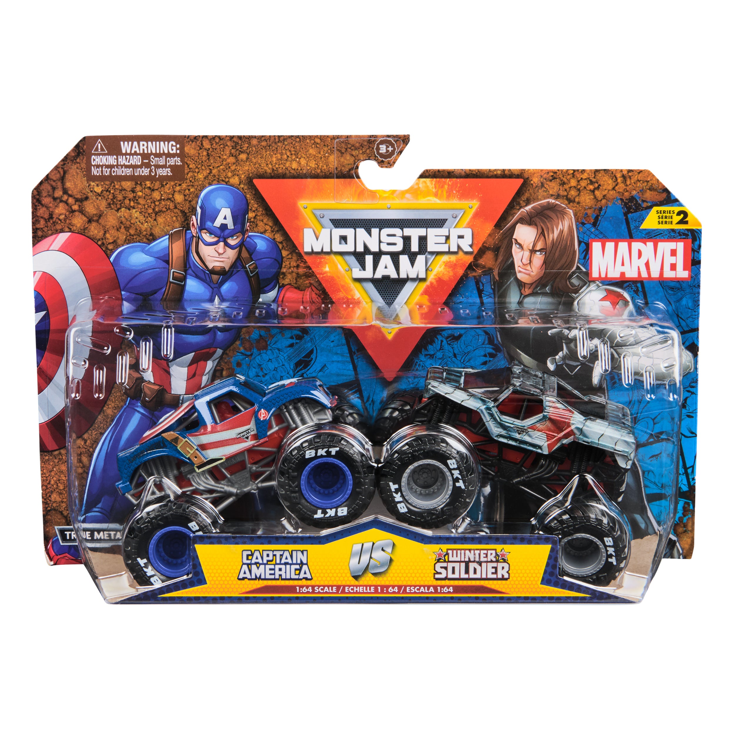 Monster Jam, Marvel 1:64 Scale Die-Cast Monster Truck Toy Vehicle 2-Pack Styles May Vary