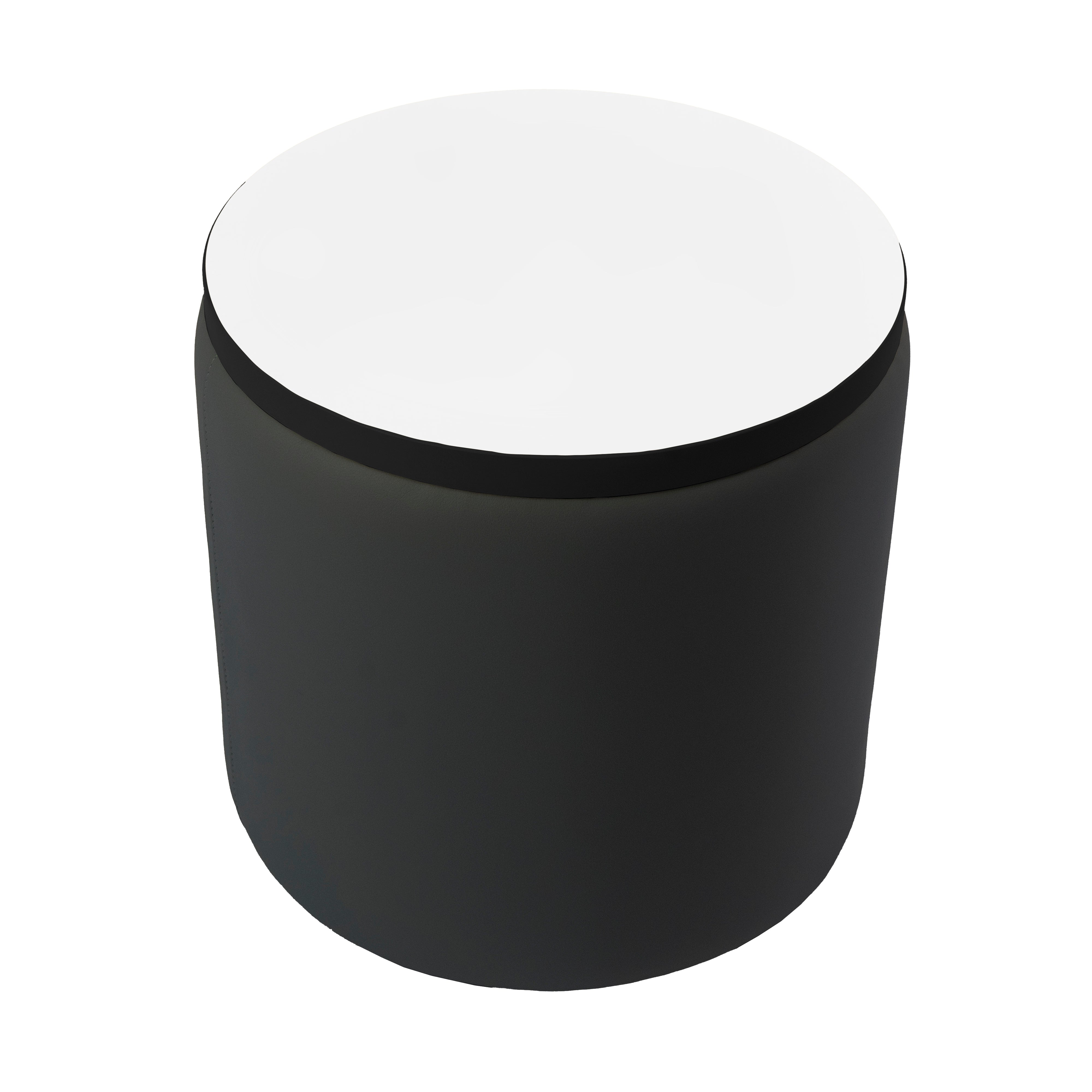 Pro Series Upholstered 18" Round Dry-Erase Ottoman Table 18" Height - Black/Whiteboard