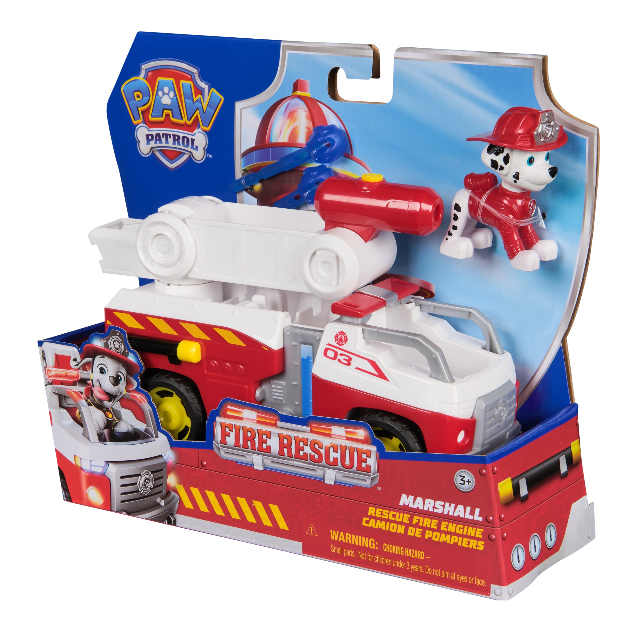 PAW Patrol Fire Rescue: Marshall Rescue Fire Engine with Action Figure & Projectile Launcher & Toy Truck, Kids Toys for Boys & Girls Ages 3 and Up