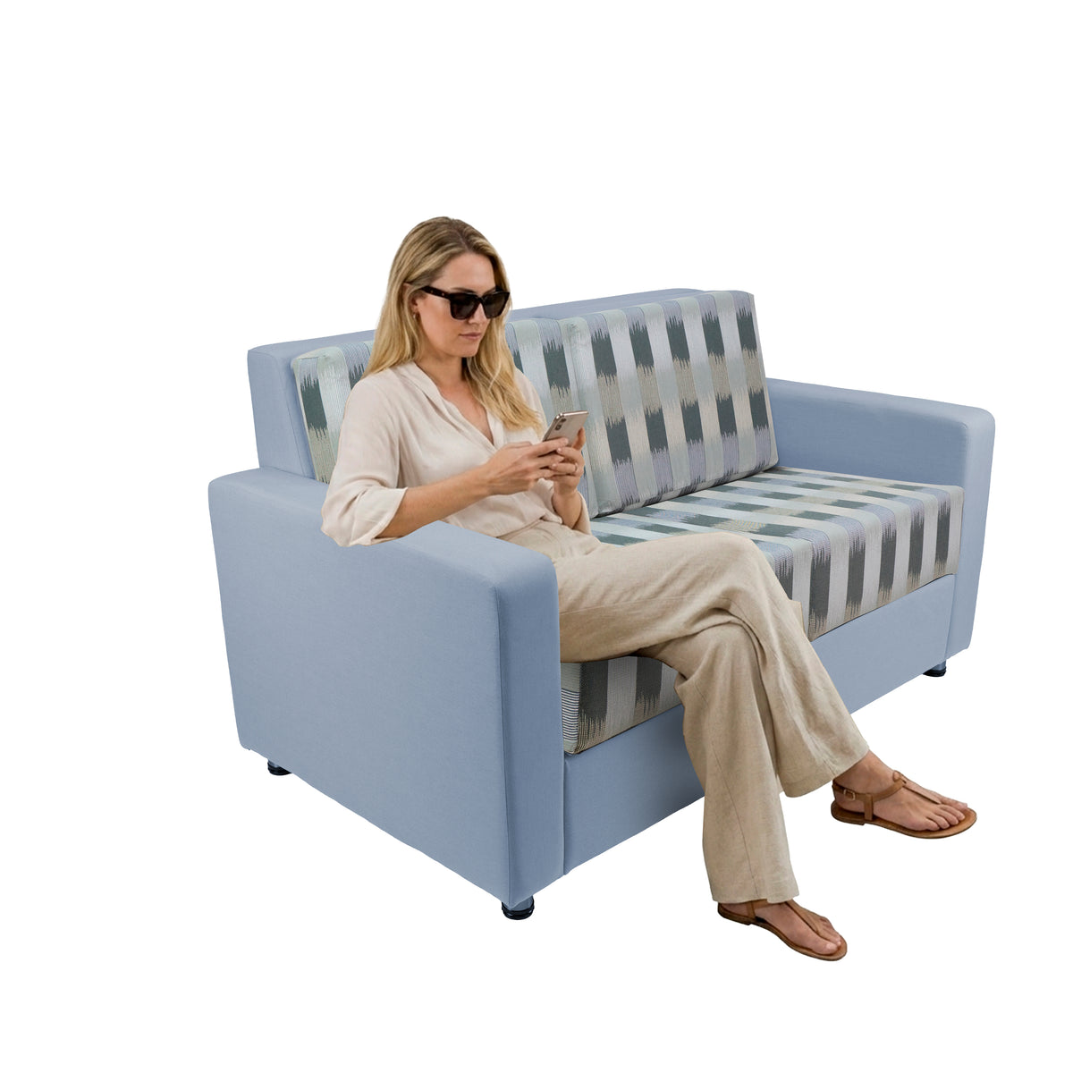Outdoor Sofa with Sunbrella - Dream Mist/Canvas Haze