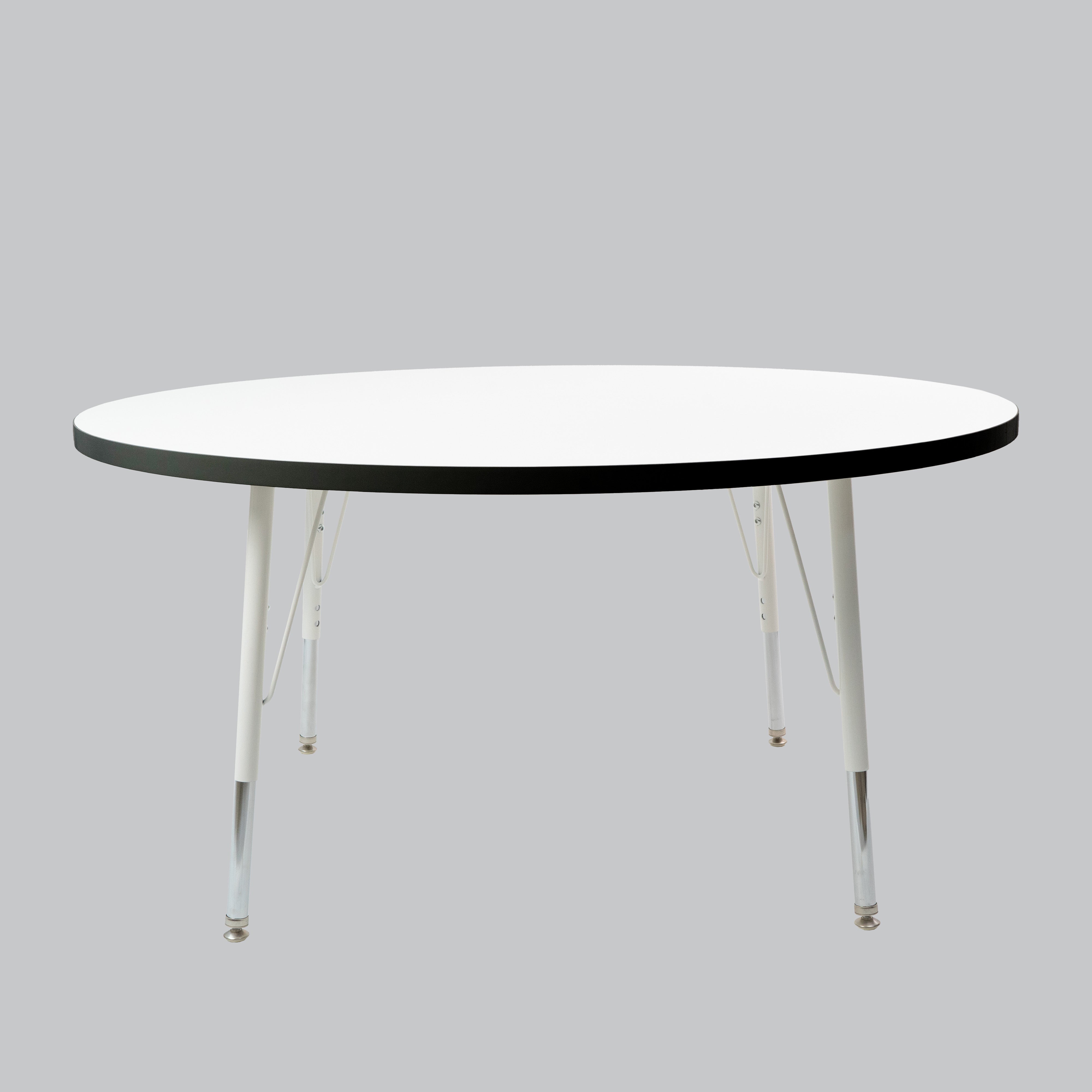 48" Round Thermofused Activity Table with Adjustable Standard Swivel Glide Legs - White/Black/White