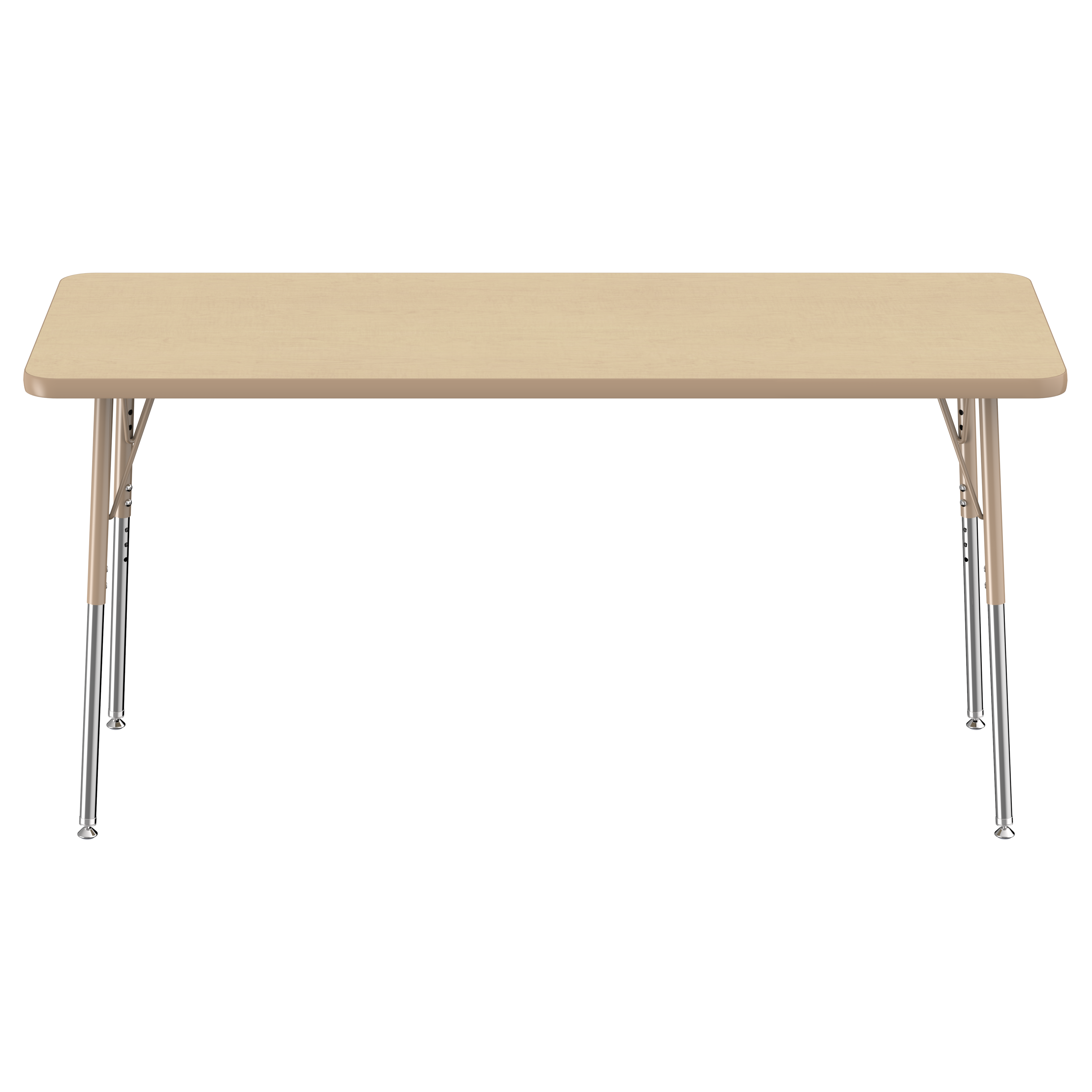 24" x 60" Rectangle T-Molding Activity Table with Adjustable Standard Swivel Glide Legs - Maple/Sand