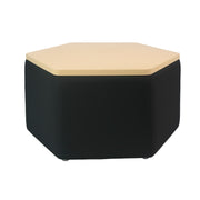 Pro Series Upholstered Hexagon Ottoman Table 18" Height - Black/Maple
