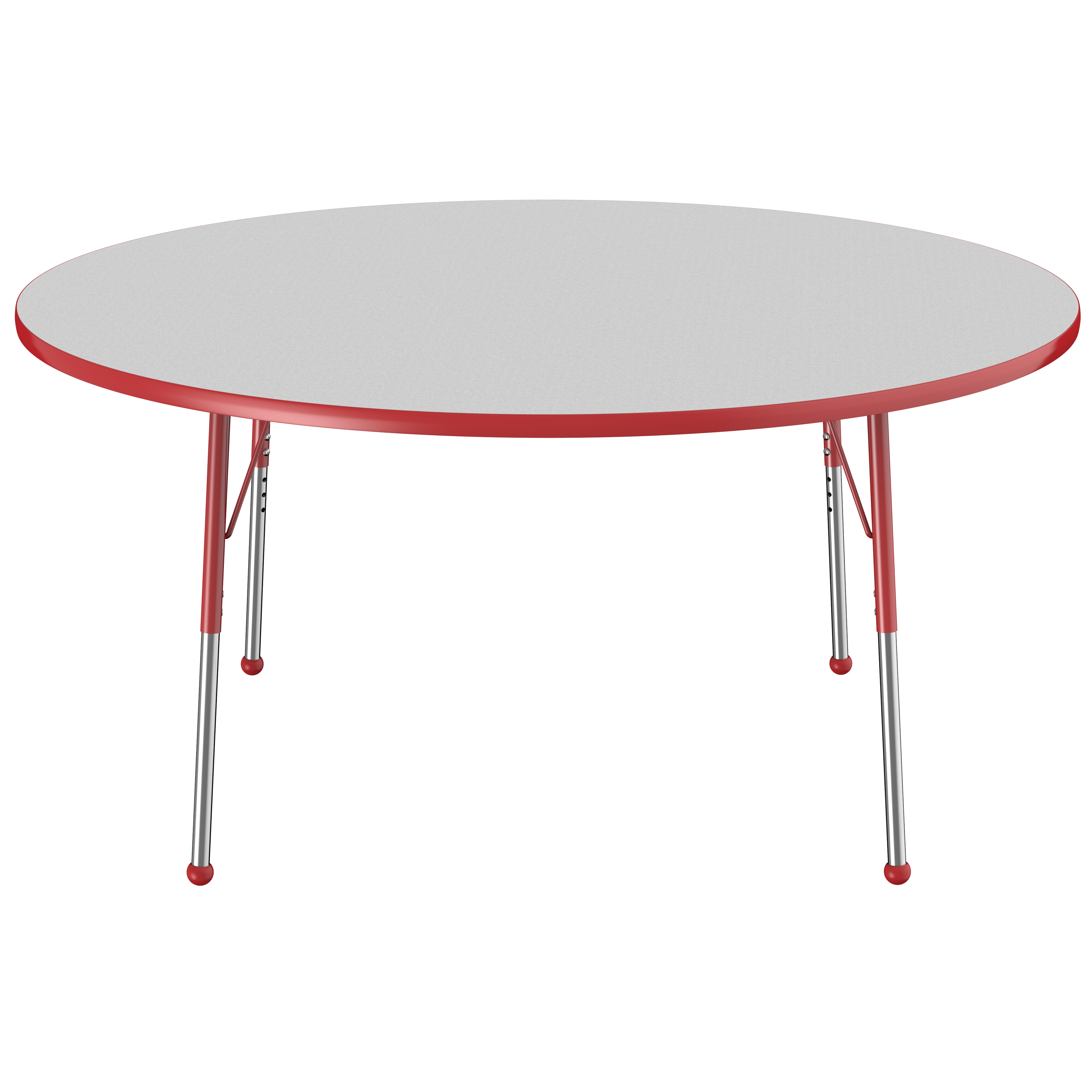 60" Round T-Molding Activity Table with Adjustable Standard Ball Glide Legs - Gray/Red