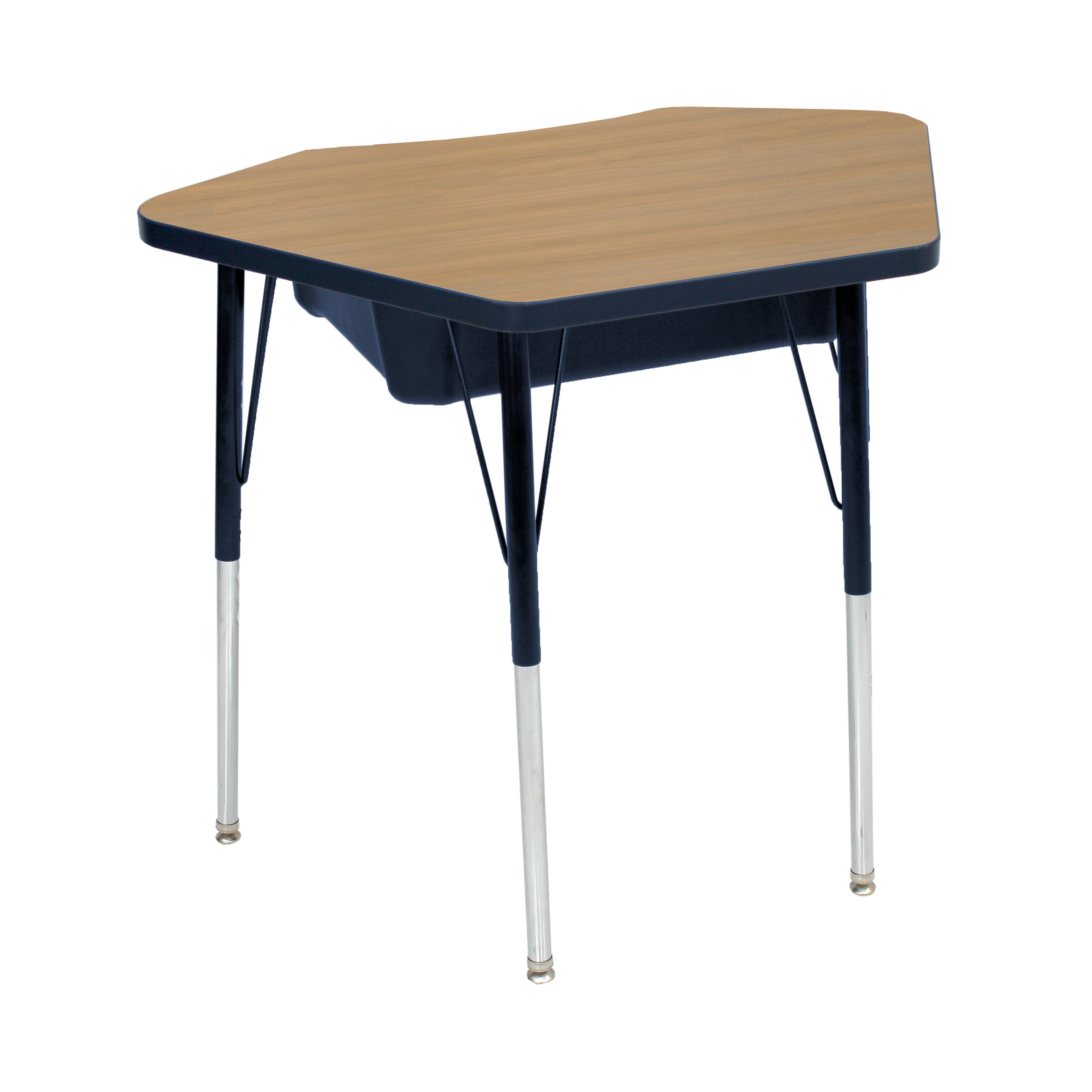 24" x 36" Petal Book Box Desk with Adjustable Standard Swivel Glide Legs, 2-Piece - Pasadena Oak/Navy