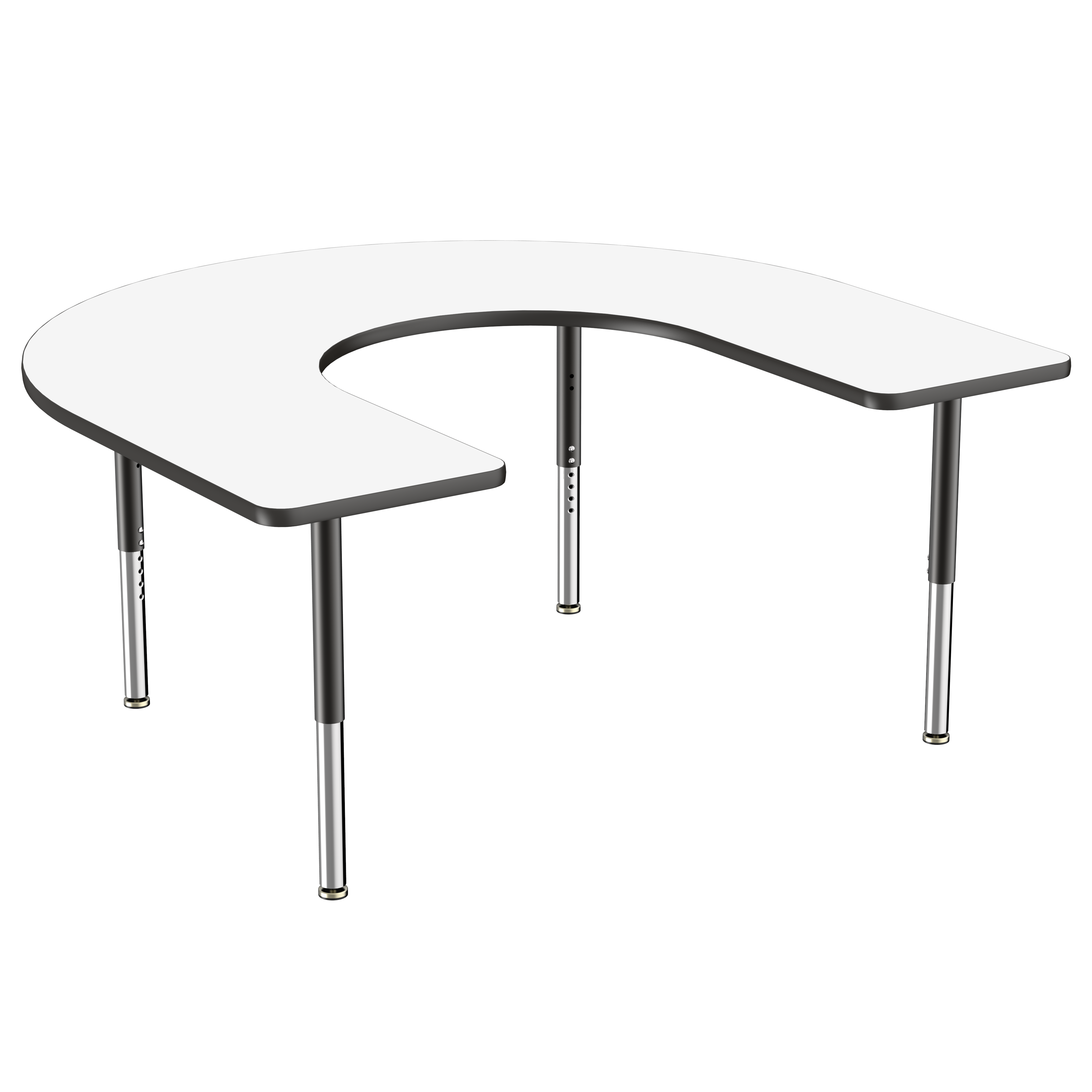 60" x 66" Horseshoe Dry-Erase Activity Table with Adjustable Super Legs - Whiteboard/Black