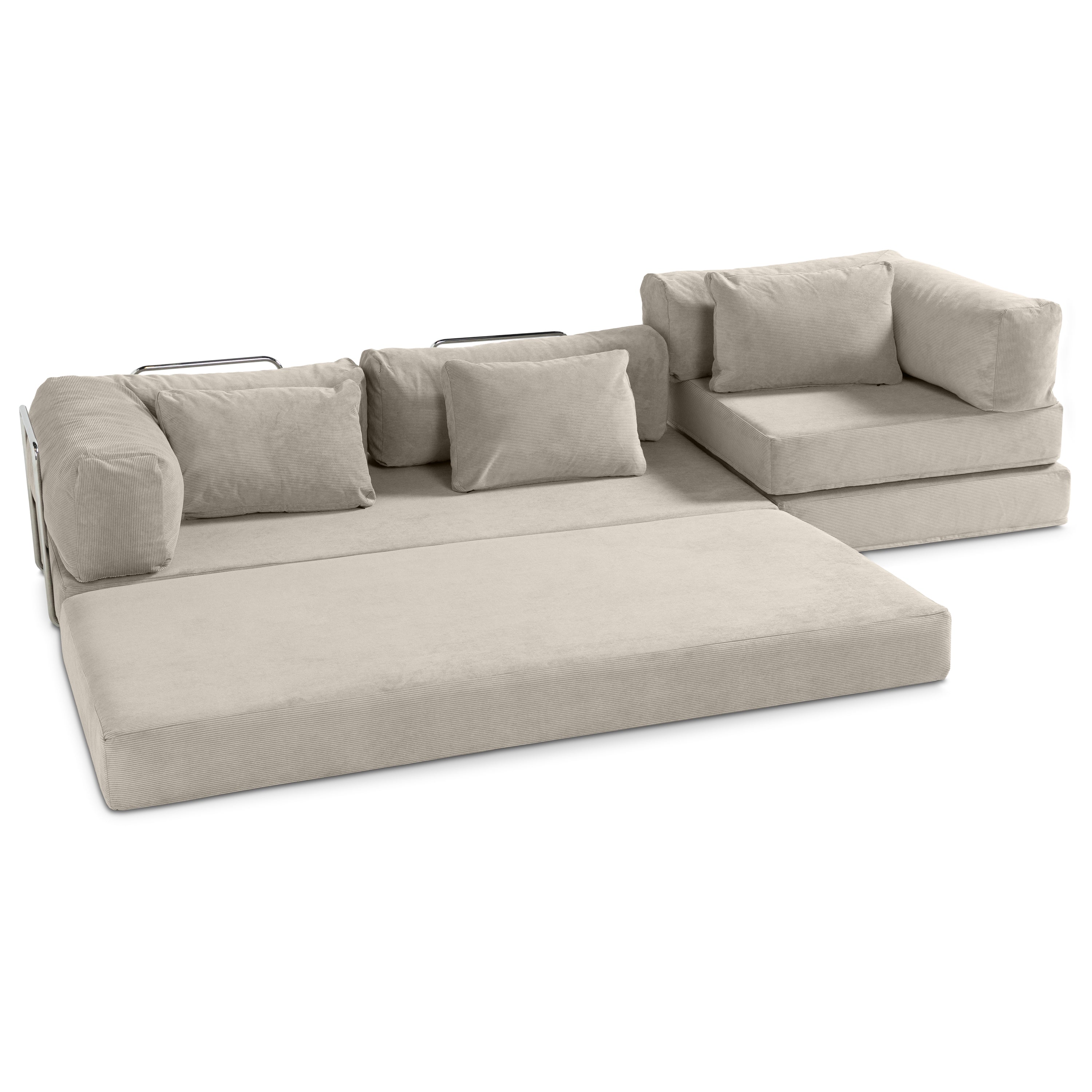 Pillow Saxx Bean Bag Rocking Chair - Elegant Oversized Rocker with Modern Wood Frame, Mondo Fur Ivory