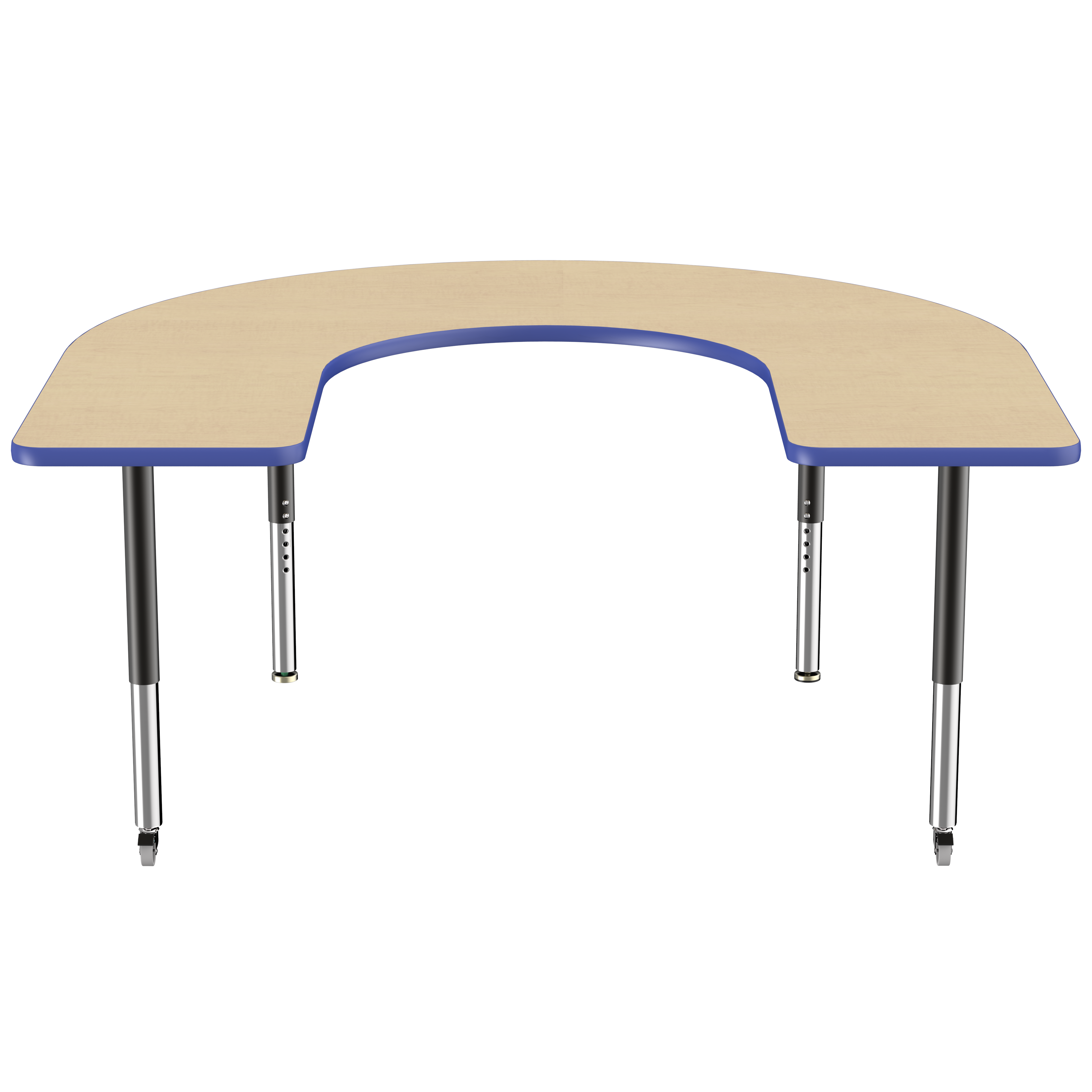 60" x 66" Horseshoe T-Molding Activity Table with Adjustable Super Legs - Maple/Blue/Black