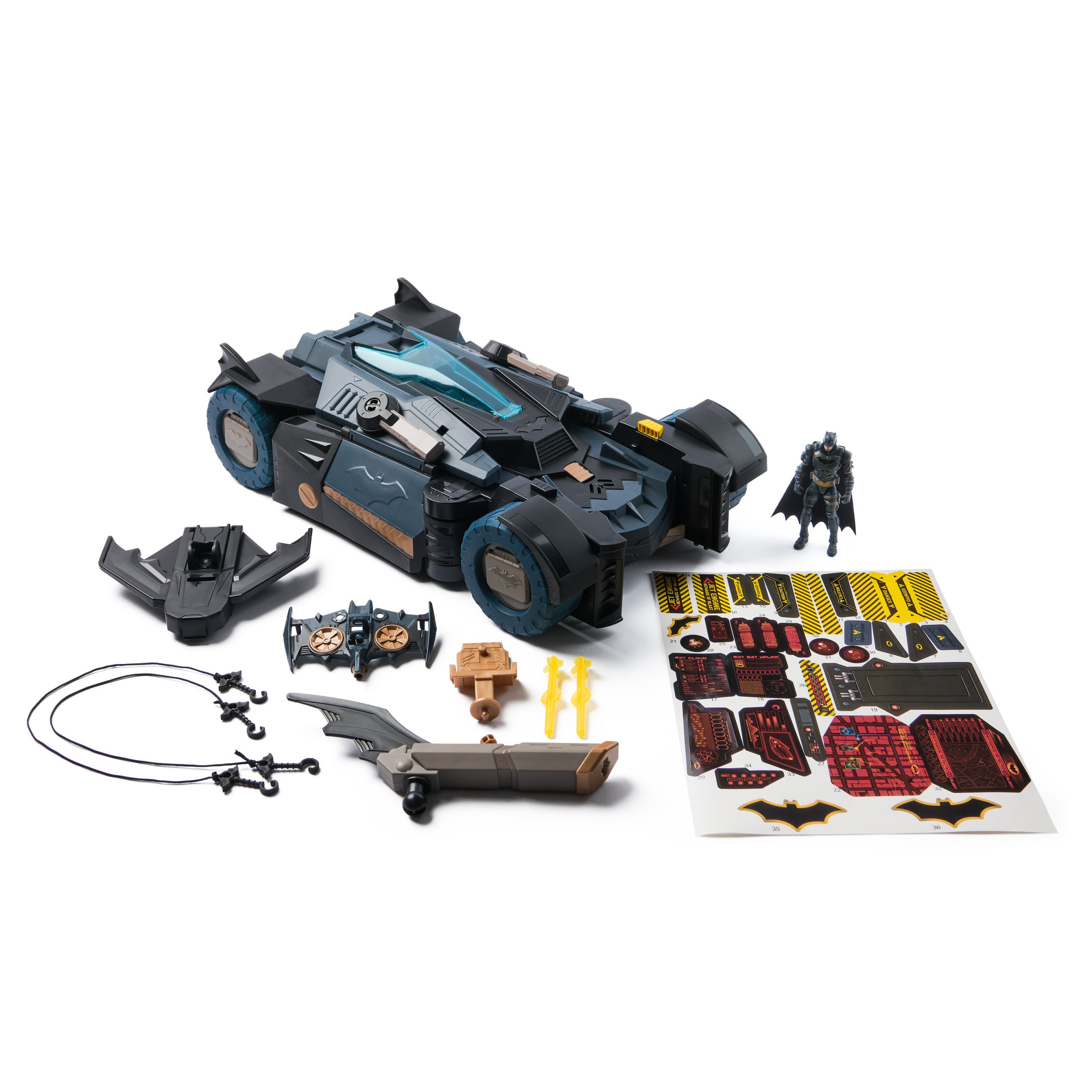 Batman, Ultimate Transforming Batmobile Playset, 2-in-1 Playset with Exclusive Figure and Glider, Lights, Sounds, Kids Toys for Boys and Girls 4 and Up