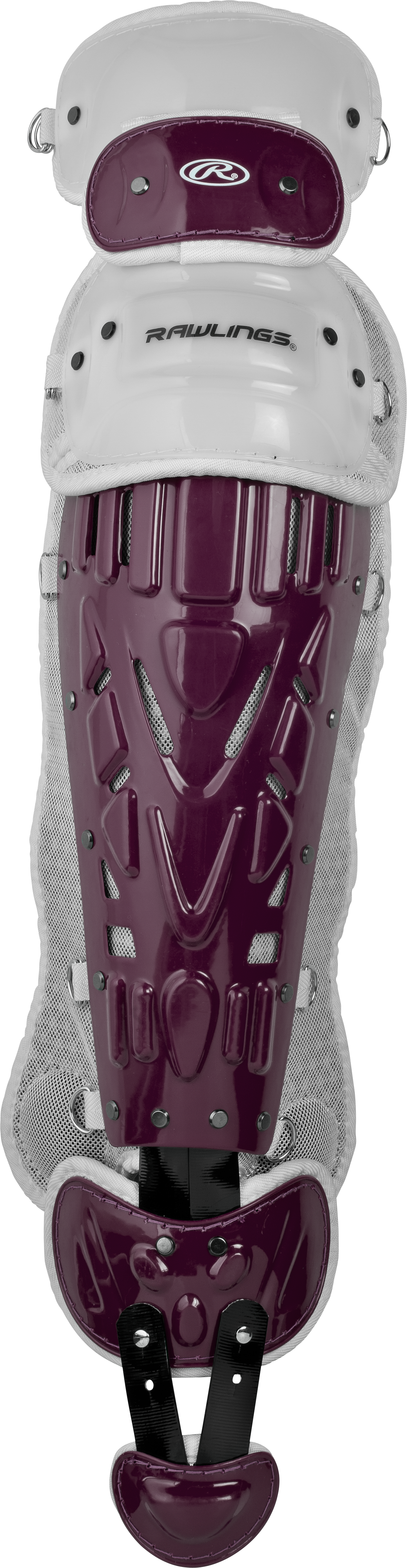 Rawlings Velo 2.0 Adult Catchers Leg Guards - Maroon/White