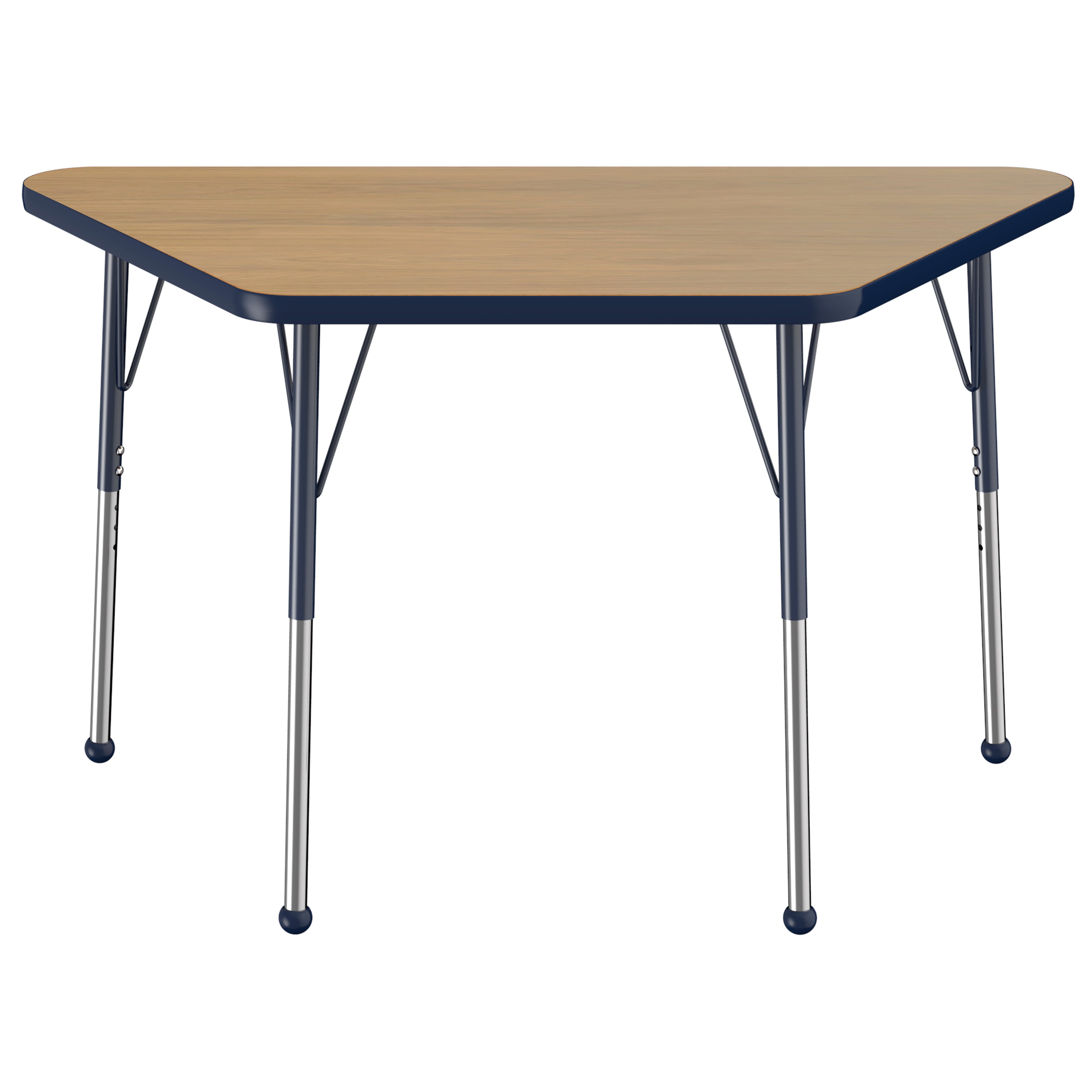 24" x 48" Trapezoid T-Molding Activity Table with Adjustable Standard Ball Glide Legs - Pasadena Oak/Navy