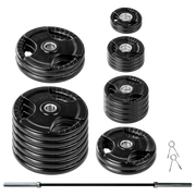 Lifeline 500Lb Pro Olympic Grip Plate (Rubber Coated) Set:  (2) 2.5Lb (4) 5Lb (4) 10Lb (2) 25Lb (2) 35Lb (6) 45Lb (1) 45Lb Olympic Bar W/(2) Collars