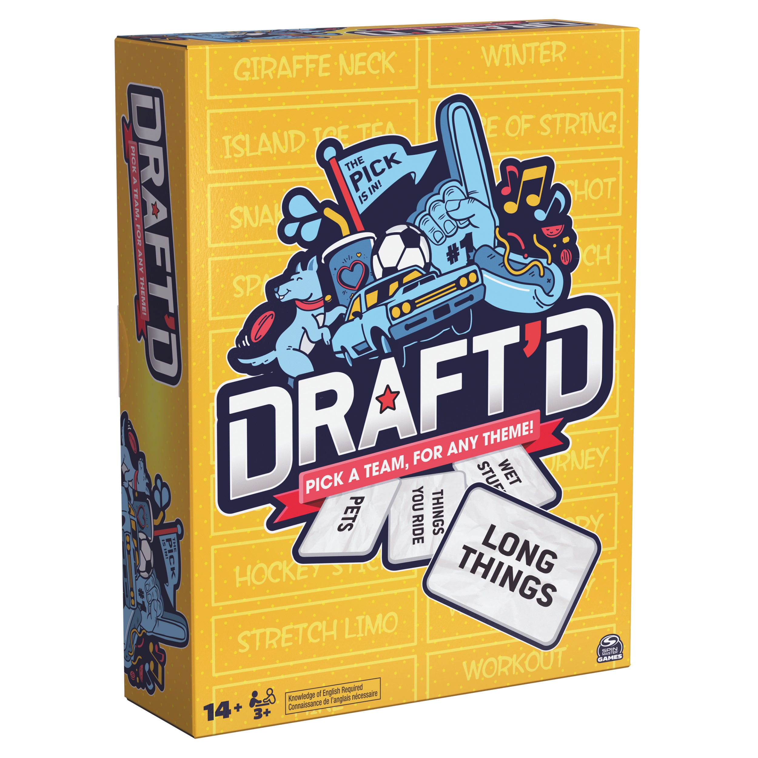Spin Master Games, Draft’d, Competitive Drafting Party Game with Hilarious Prompts for College Nights, Football Watch Parties, Happy Hour Activity, for Teens & Adults, 3-5 Players, for Ages 14 & Up