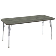 30" x 72" Rectangle La Madera Activity Table with Standard Legs - Gray Wood/Silver
