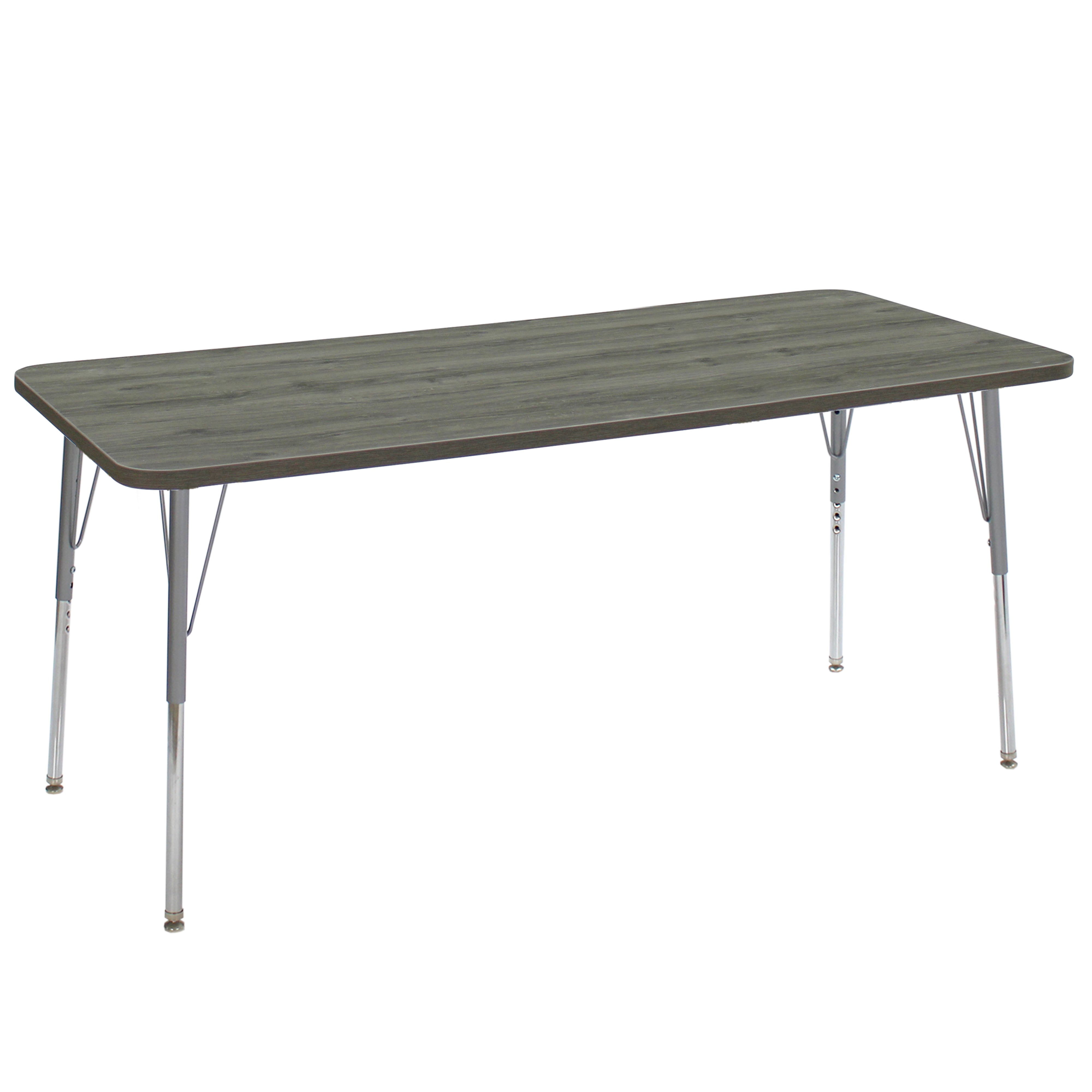 30" x 72" Rectangle La Madera Activity Table with Standard Legs - Gray Wood/Silver