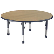 48" Round T-Molding Activity Table with Adjustable Chunky Legs - Pasadena Oak/Navy