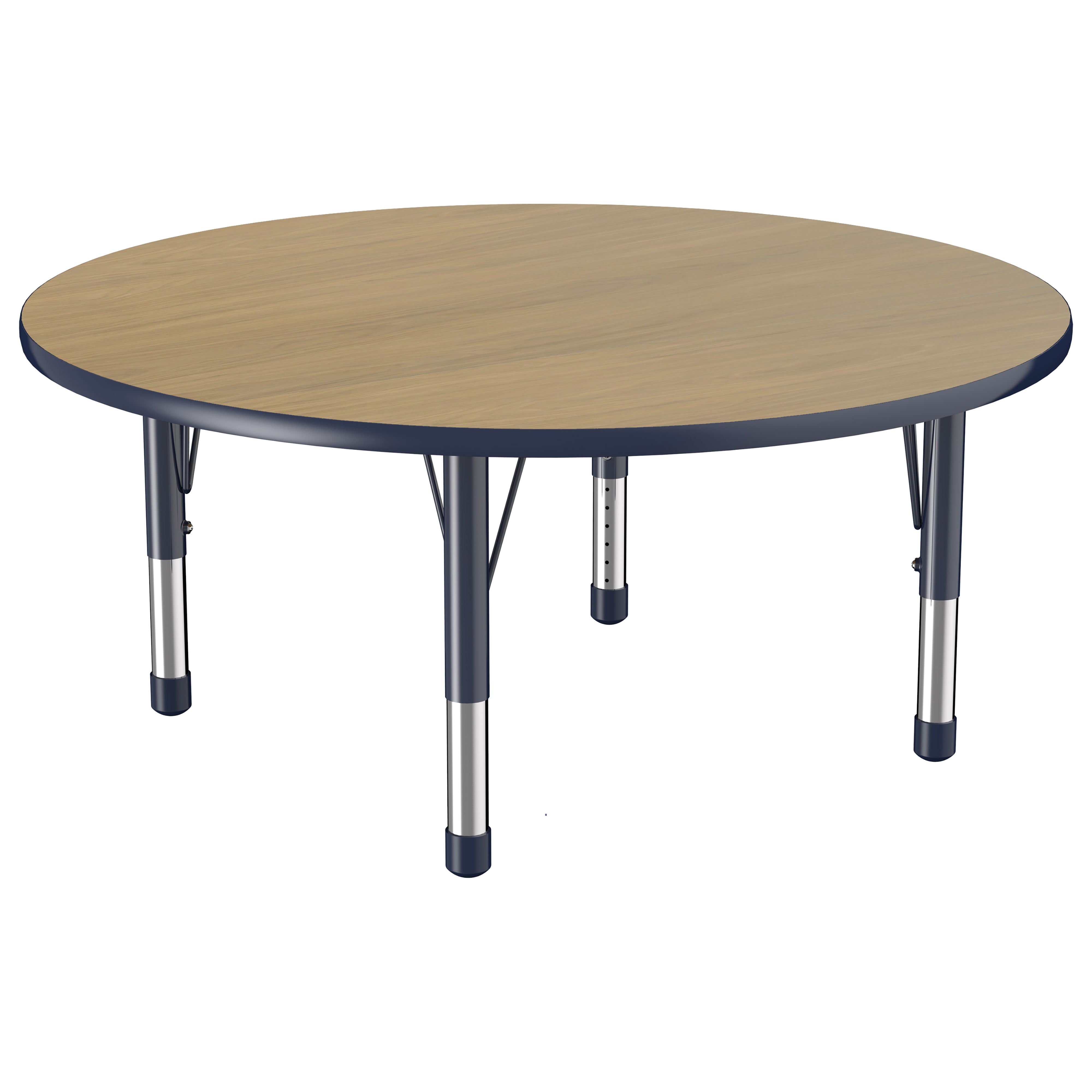 48" Round T-Molding Activity Table with Adjustable Chunky Legs - Pasadena Oak/Navy