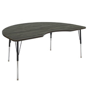 48" x 72" Kidney La Madera Activity Table with Standard Legs - Gray Wood/Black