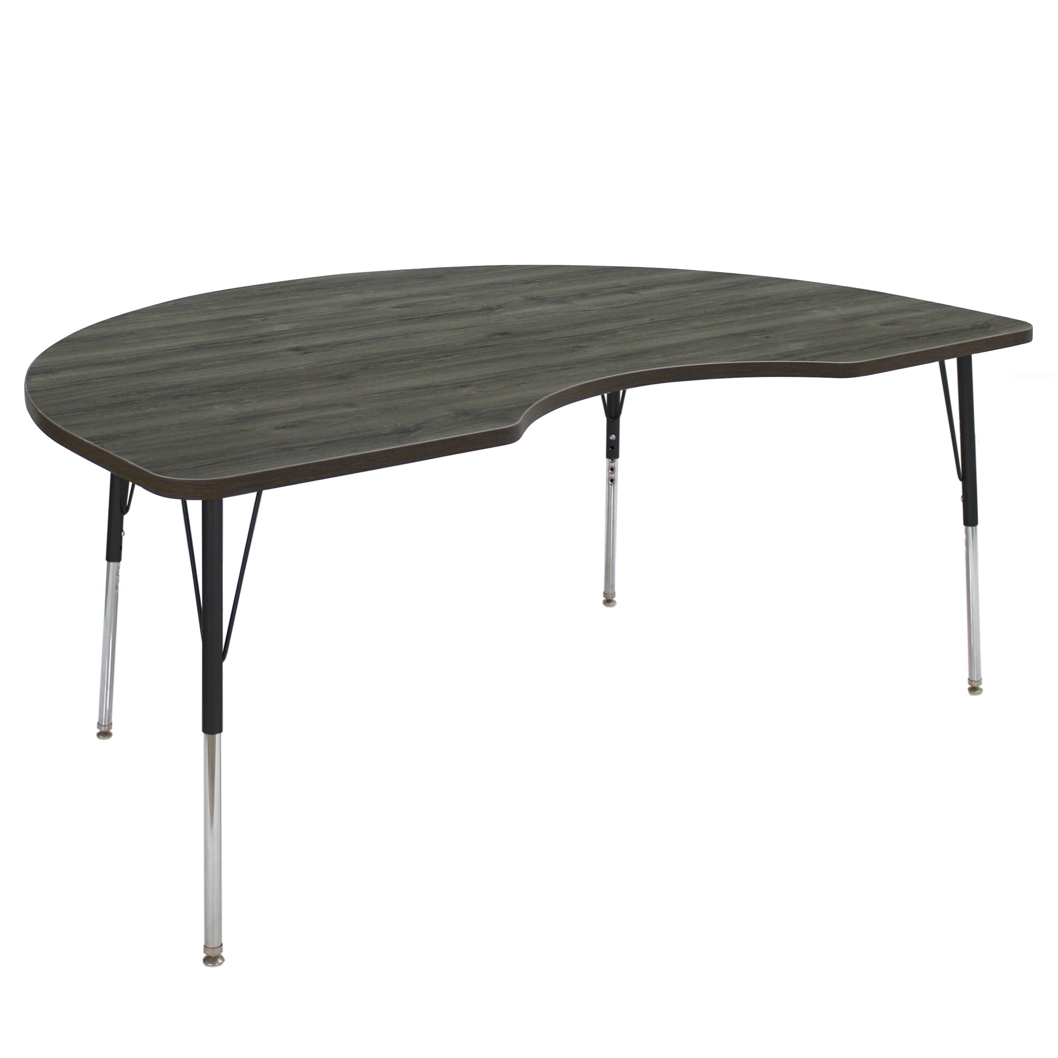 48" x 72" Kidney La Madera Activity Table with Standard Legs - Gray Wood/Black