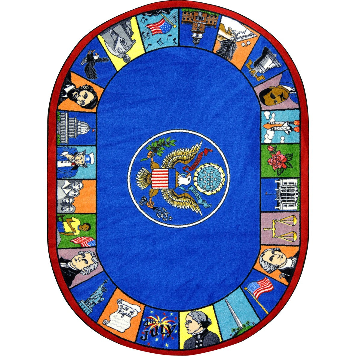 Symbols of America 5'4" x 7'8" Oval area rug in color Multi