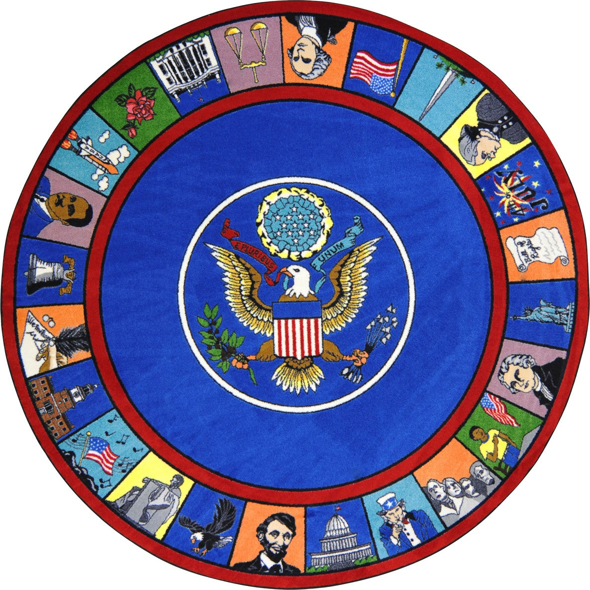 Symbols of America 7'7" Round area rug in color Multi