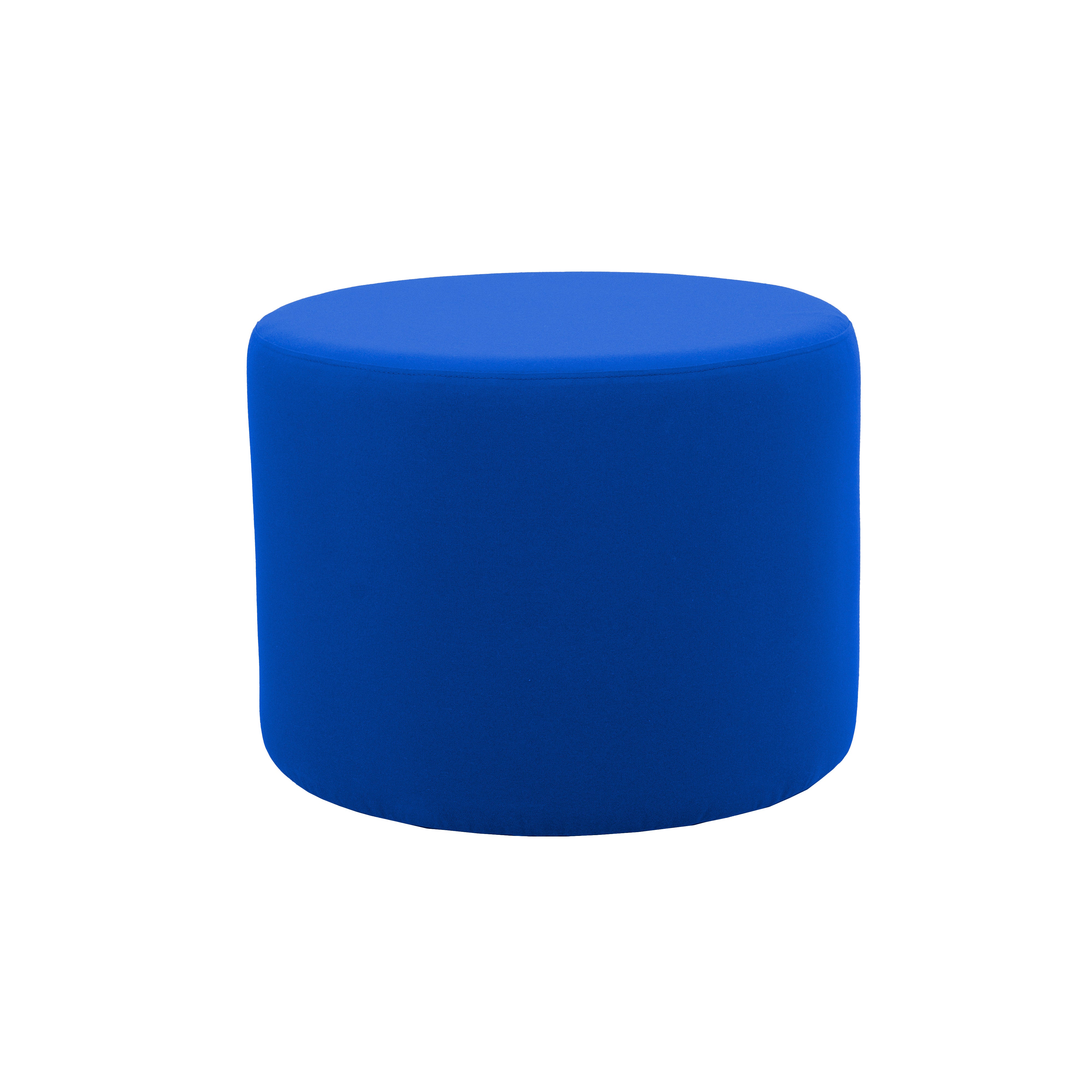 Outdoor 24" Round Ottoman with Sunbrella®, 18" H - Canvas Pacific Blue
