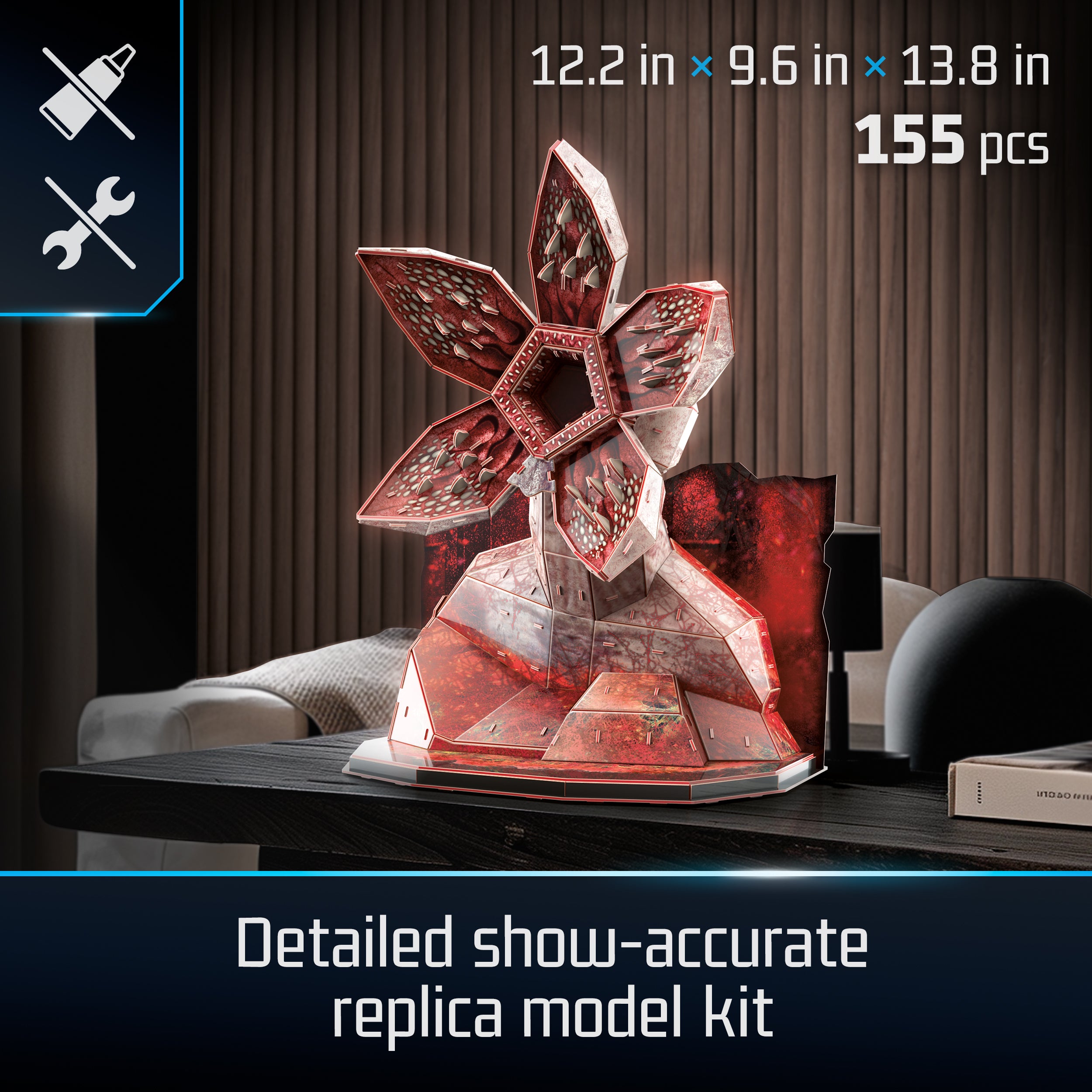 4D Build, Stranger Things Demogorgon 3D Model Kit with Stand, Stranger Things Collectibles & Desk Decor, Adult Puzzle, Building Toys, 3D Puzzles for Adults & Teens, 155 Pieces, for Ages 12 & Up