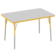 30" x 48" Rectangle T-Molding Activity Table with Adjustable Standard Swivel Glide Legs - Gray/Yellow