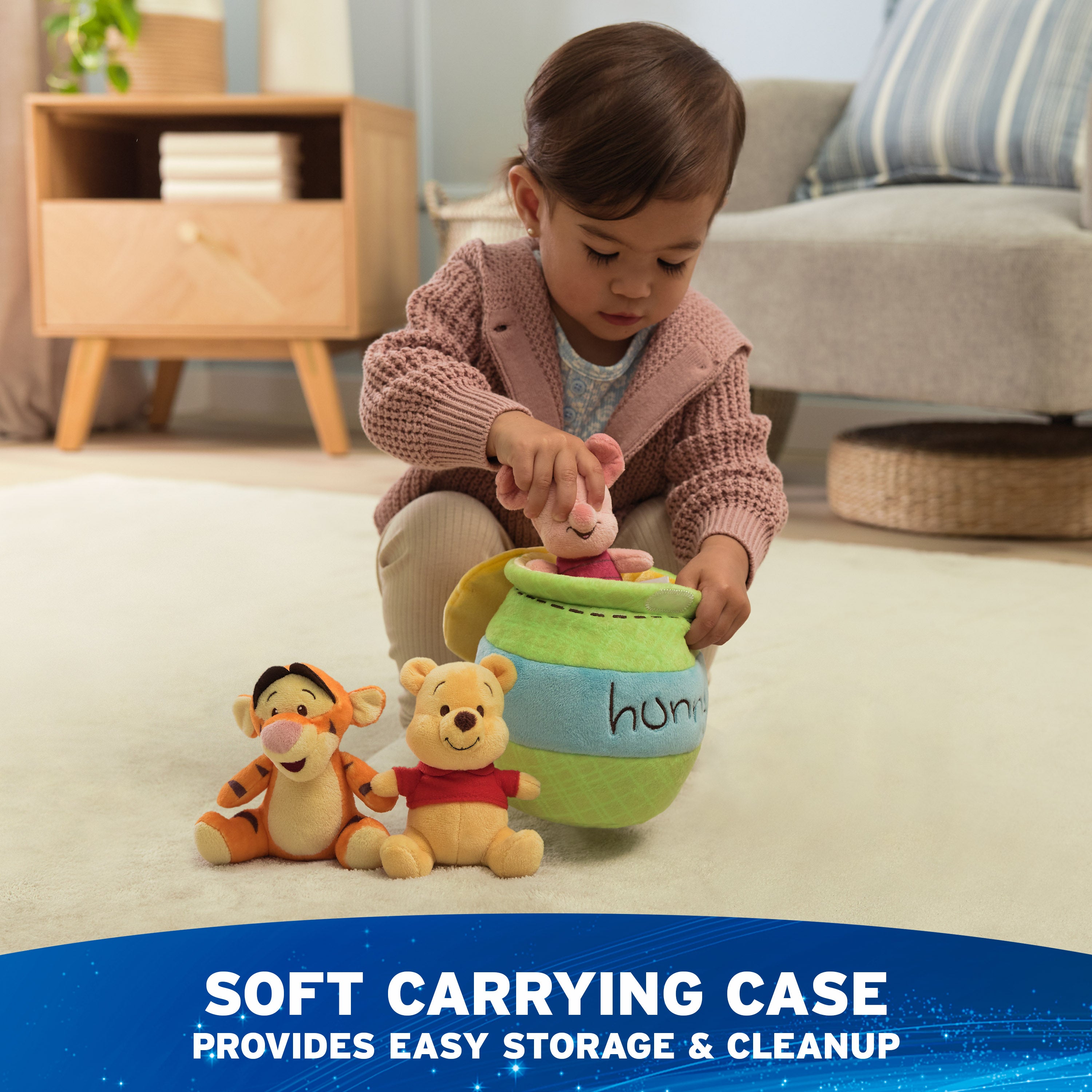 GUND Disney Official Winnie the Pooh Plush Playset with Pooh, Tigger, and Piglet, Sensory Toy Stuffed Animals for Ages 0 and Up, Green, 8”
