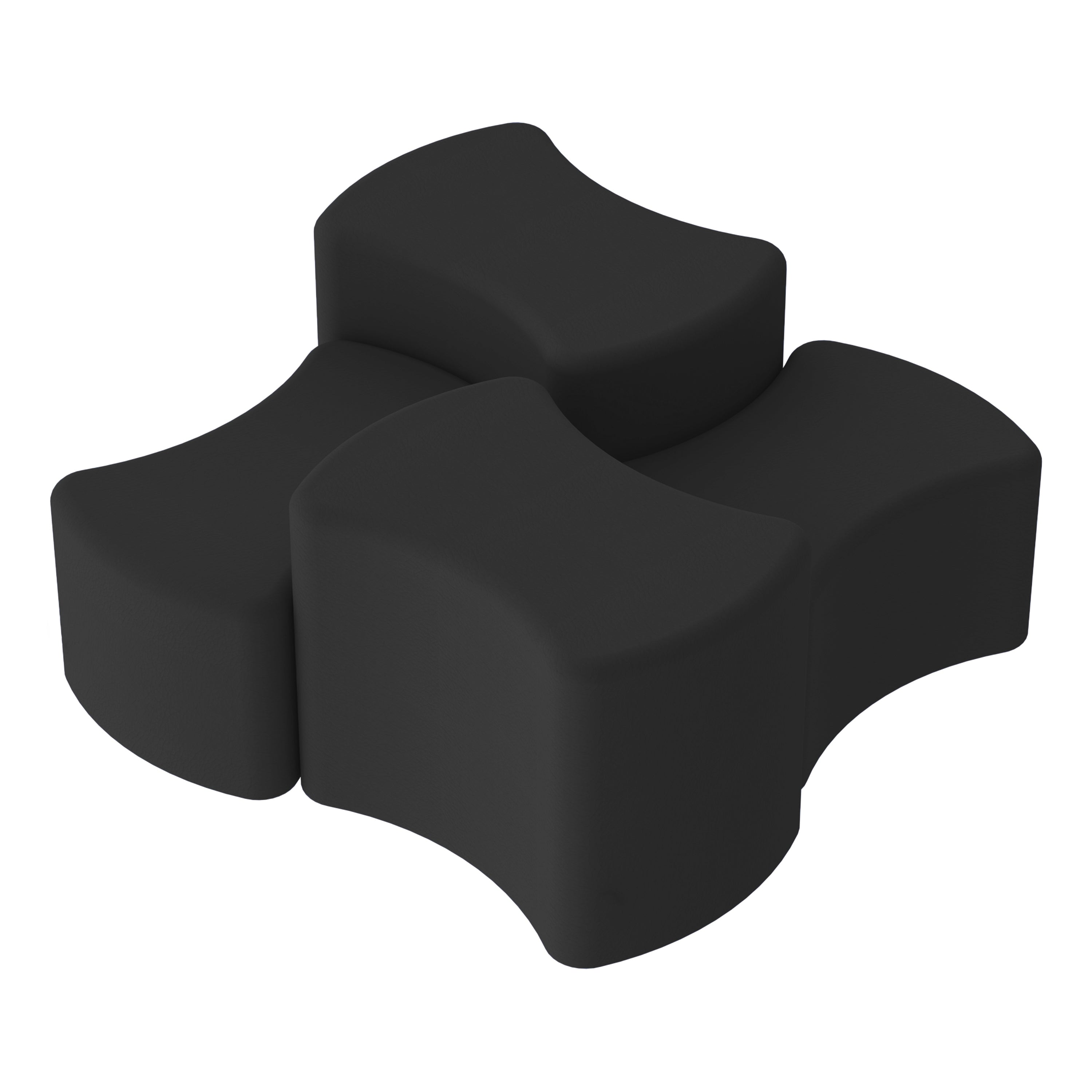 Pro Series Upholstered Bowtie Ottoman, 4-Piece - Black