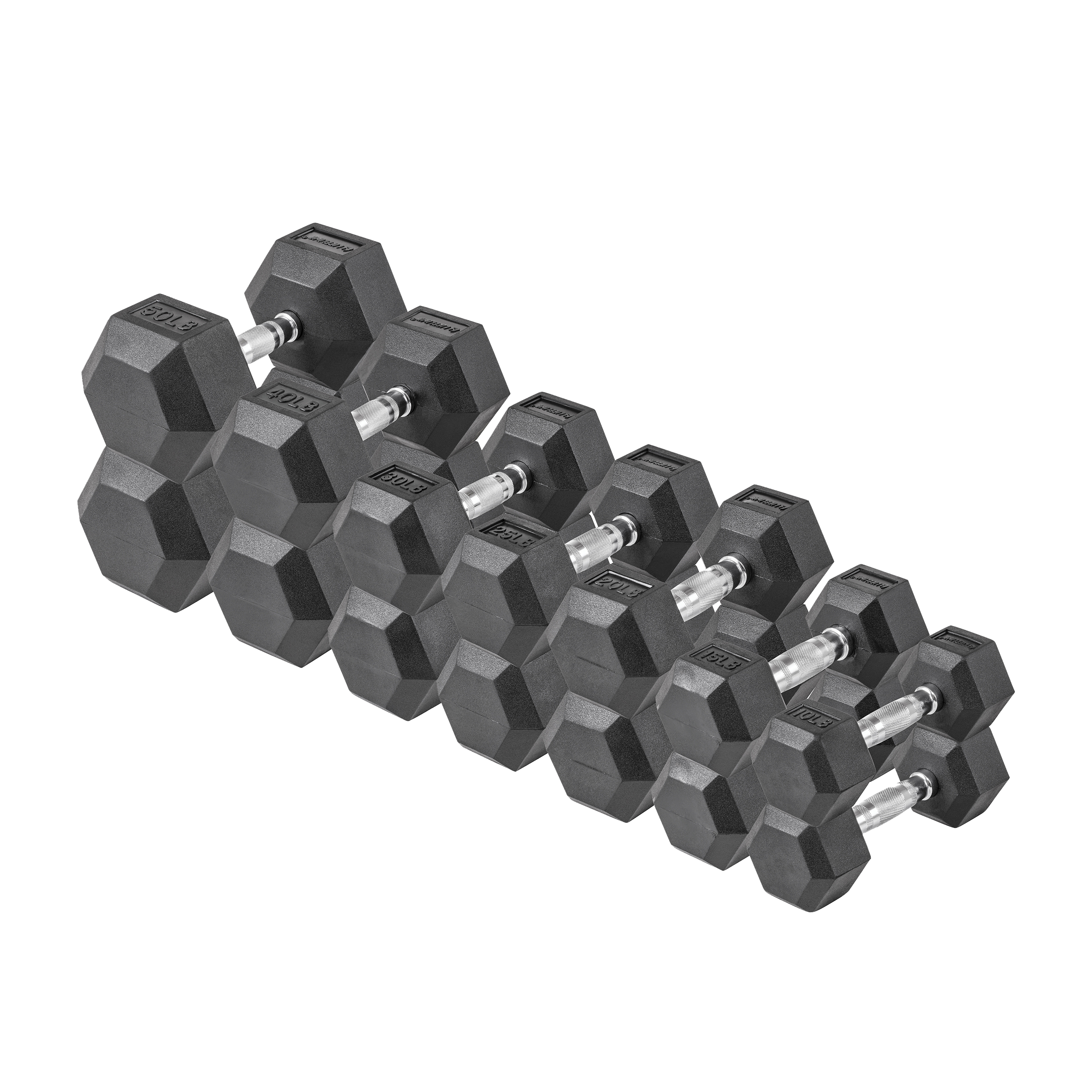 Lifeline 380Lb Hex Rubber Dumbbell Set - 10Lb, 15Lb, 20Lb, 25Lb, 30Lb, 40Lb, 50Lb Set