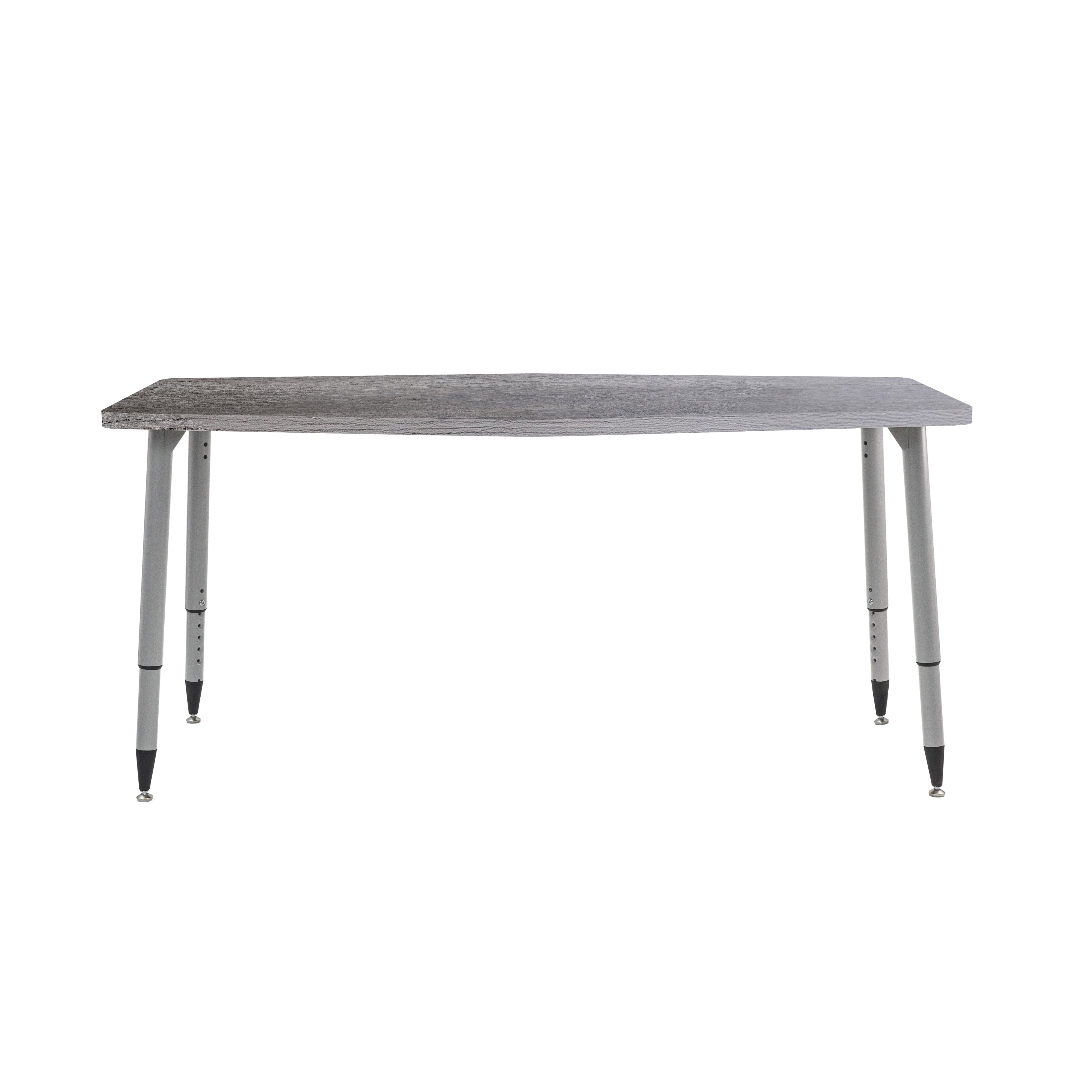 Adapte 34" x 60" Long Hexagon Woodgrain Activity Table with Adjustable Tapered Legs - Gray Wood/Silver