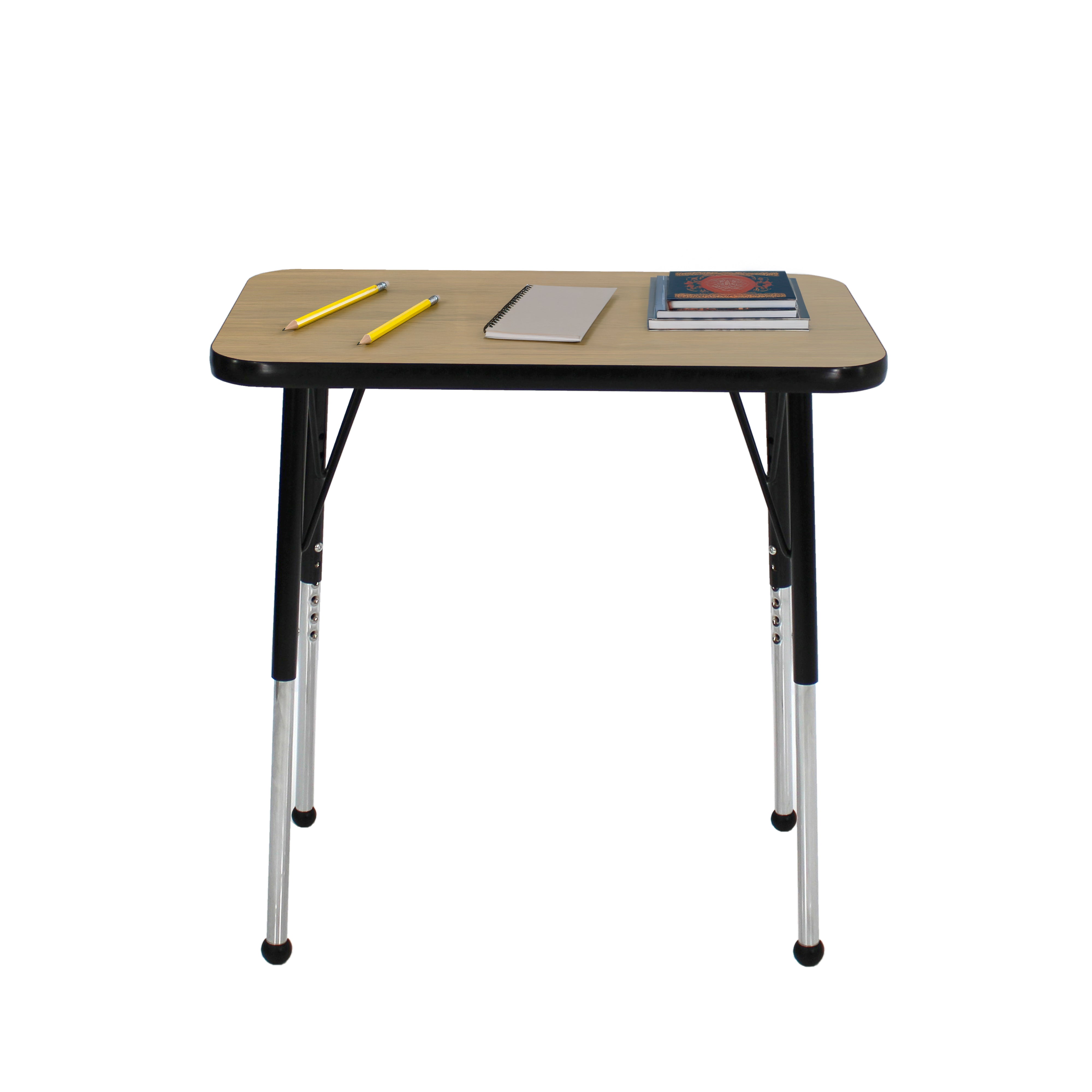 18" x 30" Rectangle T-Molding Activity Table with Adjustable Standard Ball Glide Legs - Pasadena Oak/Black